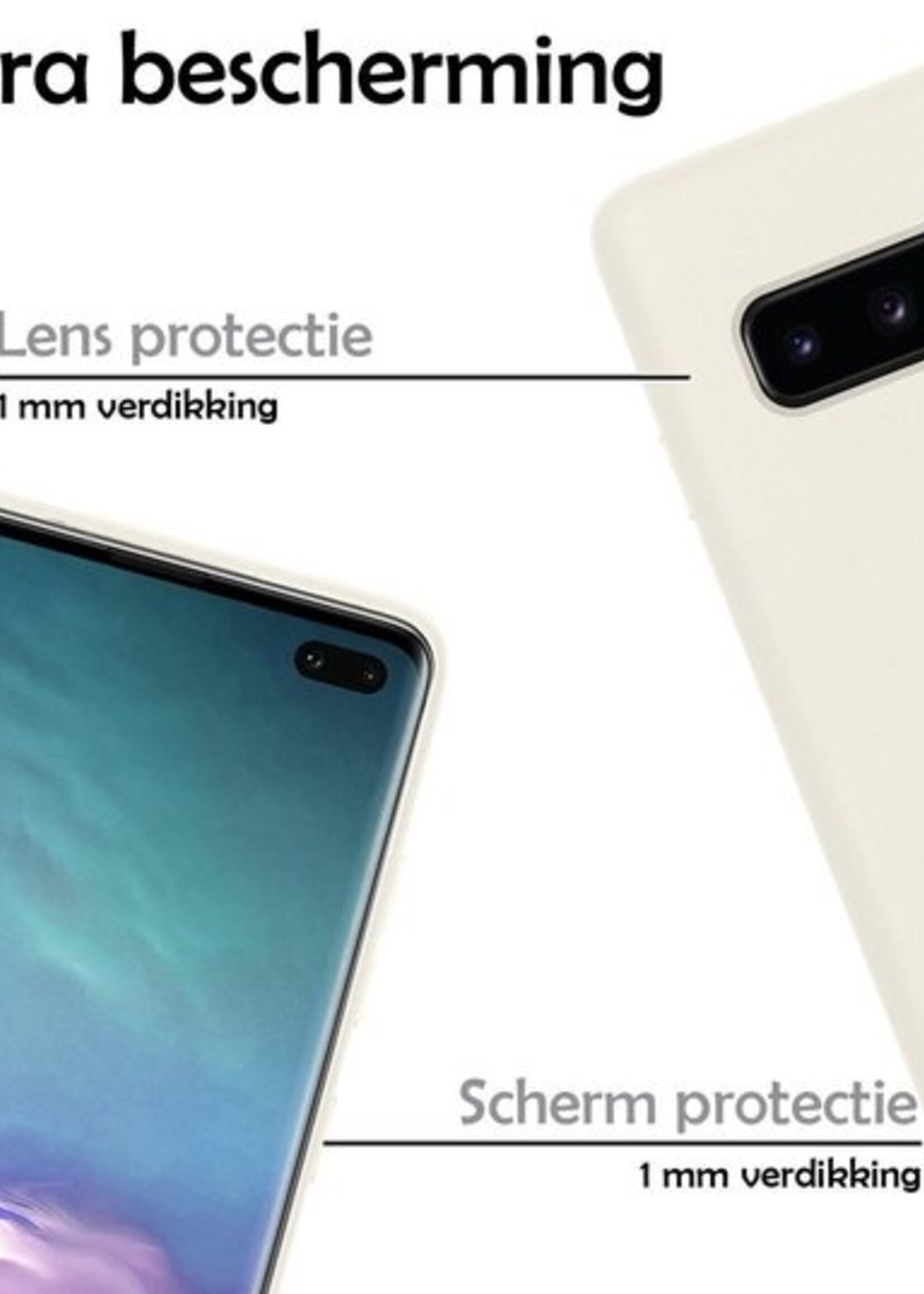 LUQ Hoesje Geschikt voor Samsung S10 Hoesje Siliconen Case - Hoes Geschikt voor Samsung Galaxy S10 Hoes Siliconen - Wit