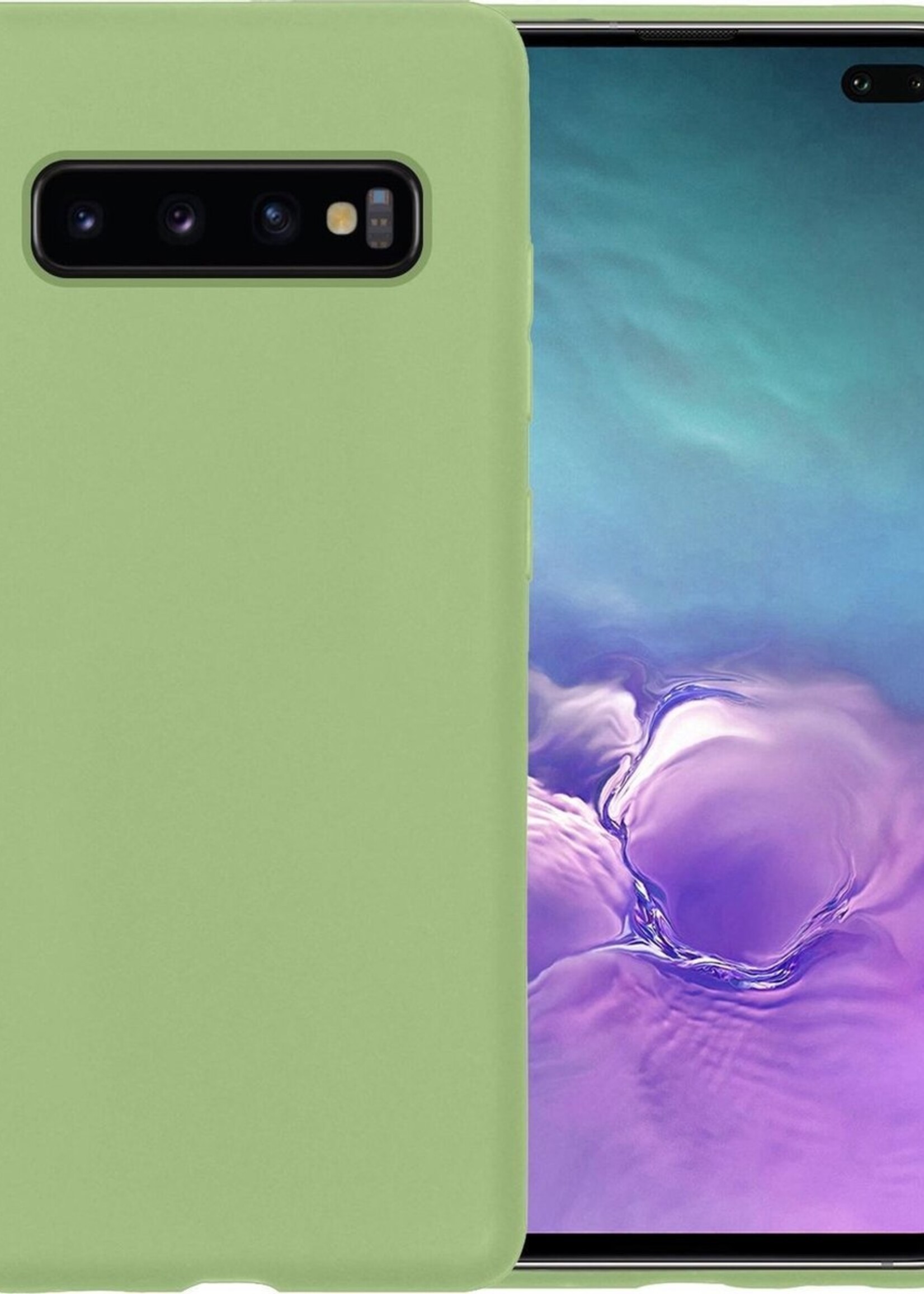 LUQ Hoesje Geschikt voor Samsung S10 Hoesje Siliconen Case - Hoes Geschikt voor Samsung Galaxy S10 Hoes Siliconen - Groen