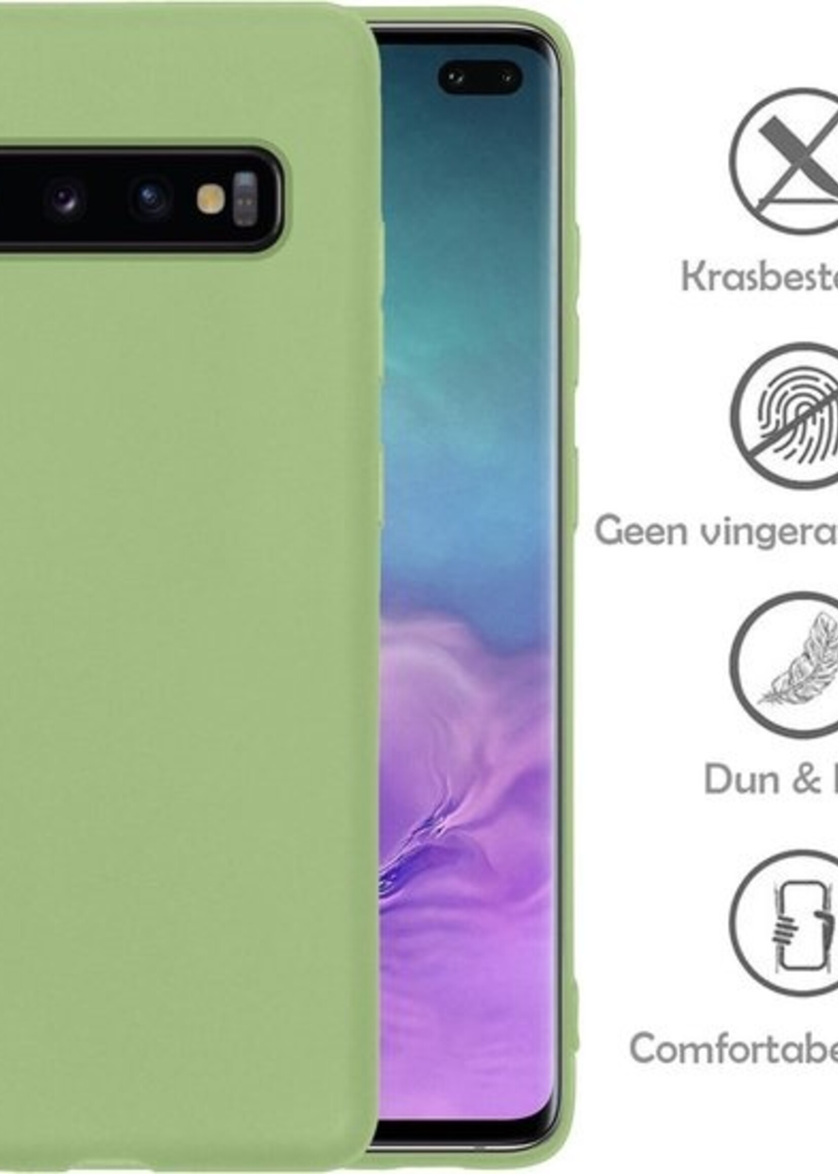 LUQ Hoesje Geschikt voor Samsung S10 Hoesje Siliconen Case - Hoes Geschikt voor Samsung Galaxy S10 Hoes Siliconen - Groen