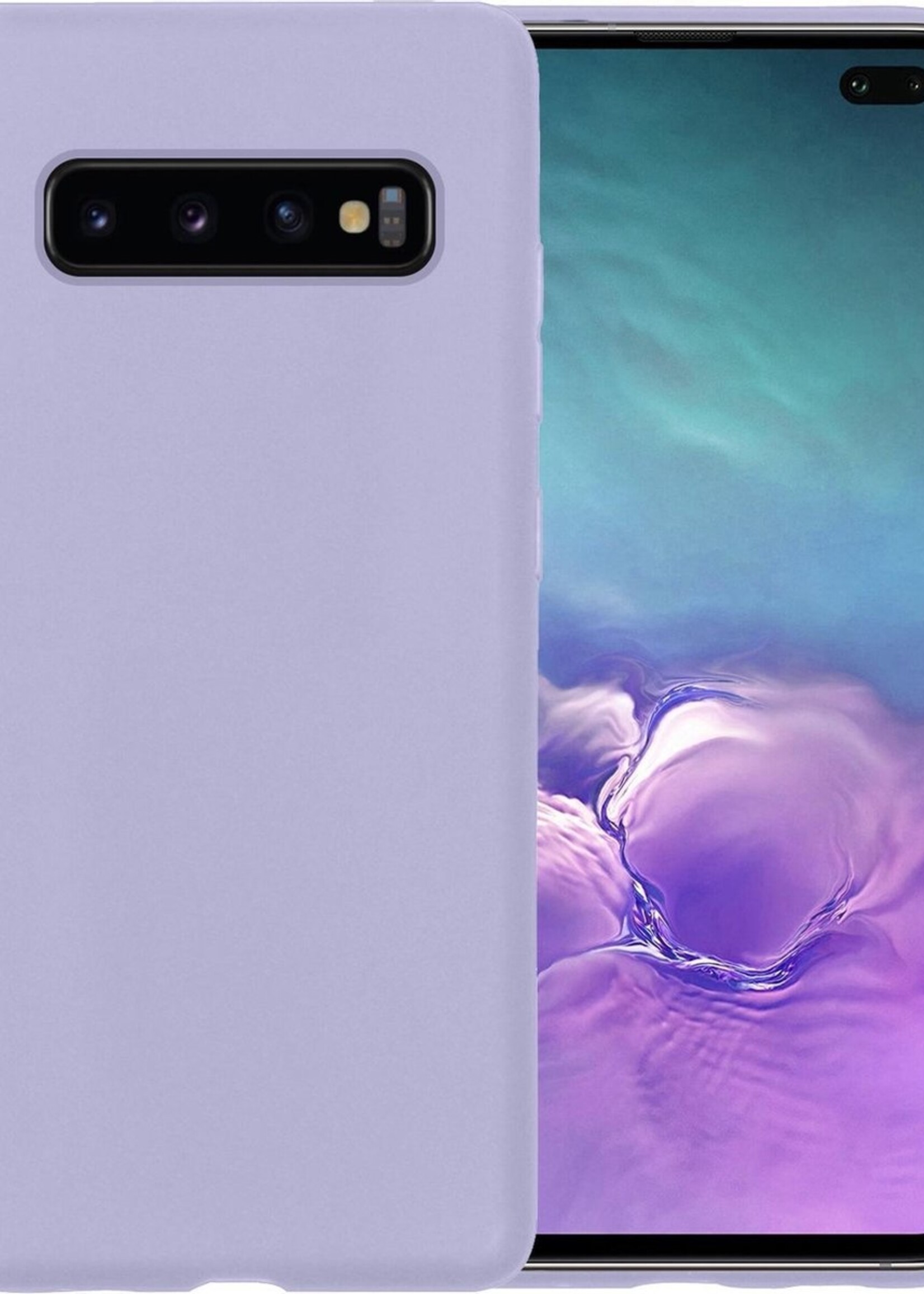 LUQ Hoesje Geschikt voor Samsung S10 Hoesje Siliconen Case - Hoes Geschikt voor Samsung Galaxy S10 Hoes Siliconen - Lila