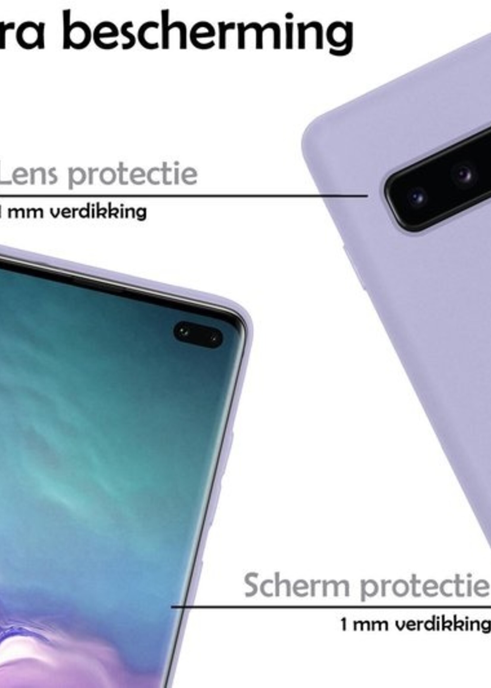 LUQ Hoesje Geschikt voor Samsung S10 Hoesje Siliconen Case - Hoes Geschikt voor Samsung Galaxy S10 Hoes Siliconen - Lila