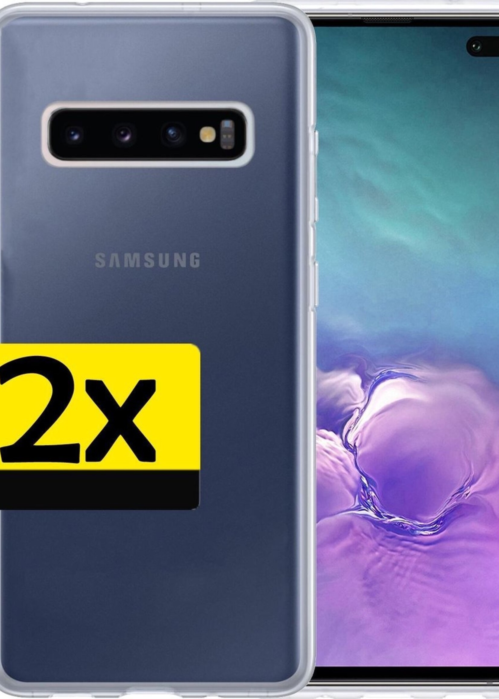 LUQ Hoesje Geschikt voor Samsung S10 Hoesje Siliconen Case - Hoes Geschikt voor Samsung Galaxy S10 Hoes Siliconen - Transparant - 2 Stuks