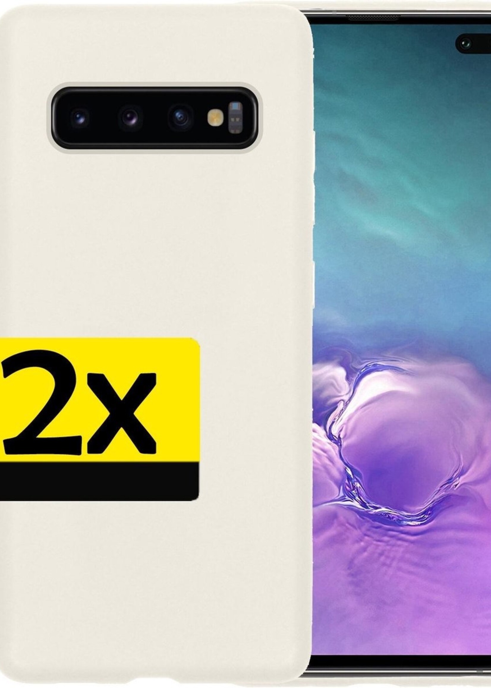 LUQ Hoesje Geschikt voor Samsung S10 Hoesje Siliconen Case - Hoes Geschikt voor Samsung Galaxy S10 Hoes Siliconen - Wit - 2 Stuks
