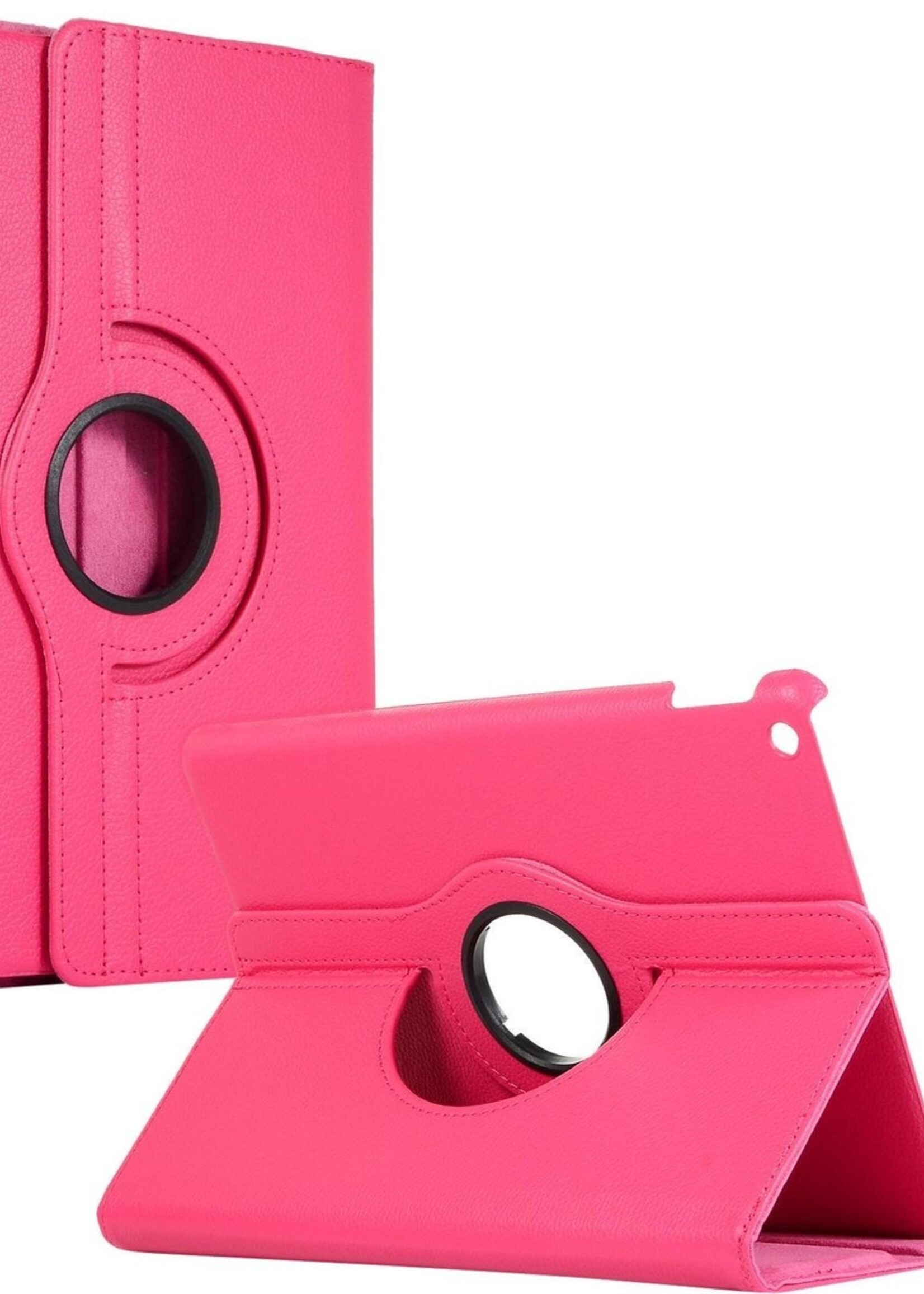 LUQ Hoes Geschikt voor iPad 10.2 2020 Hoes 360 Draaibaar Hoesje Case - Hoesje Geschikt voor iPad 8 Hoes Cover - Donkerroze