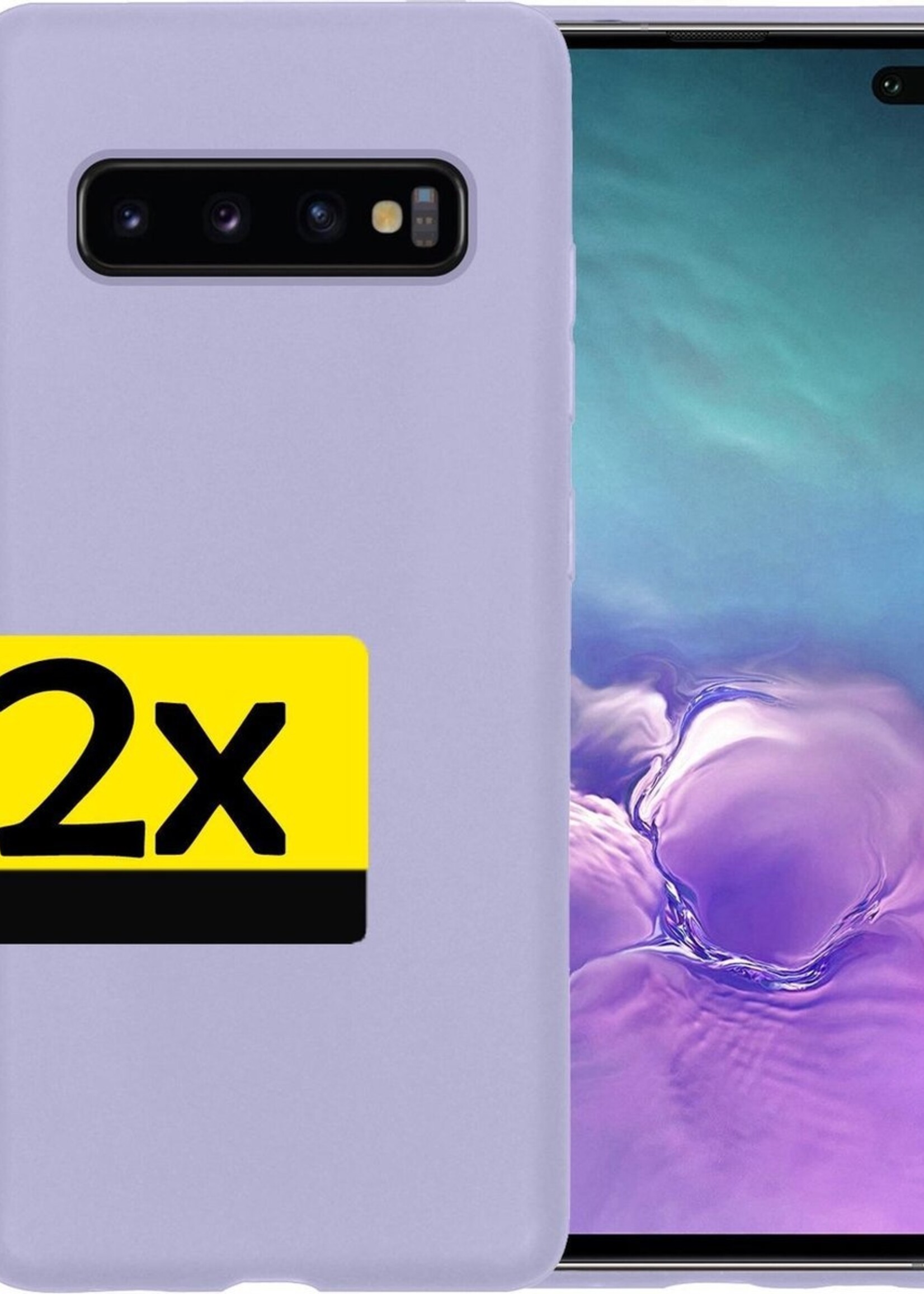LUQ Hoesje Geschikt voor Samsung S10 Hoesje Siliconen Case - Hoes Geschikt voor Samsung Galaxy S10 Hoes Siliconen - Lila - 2 Stuks