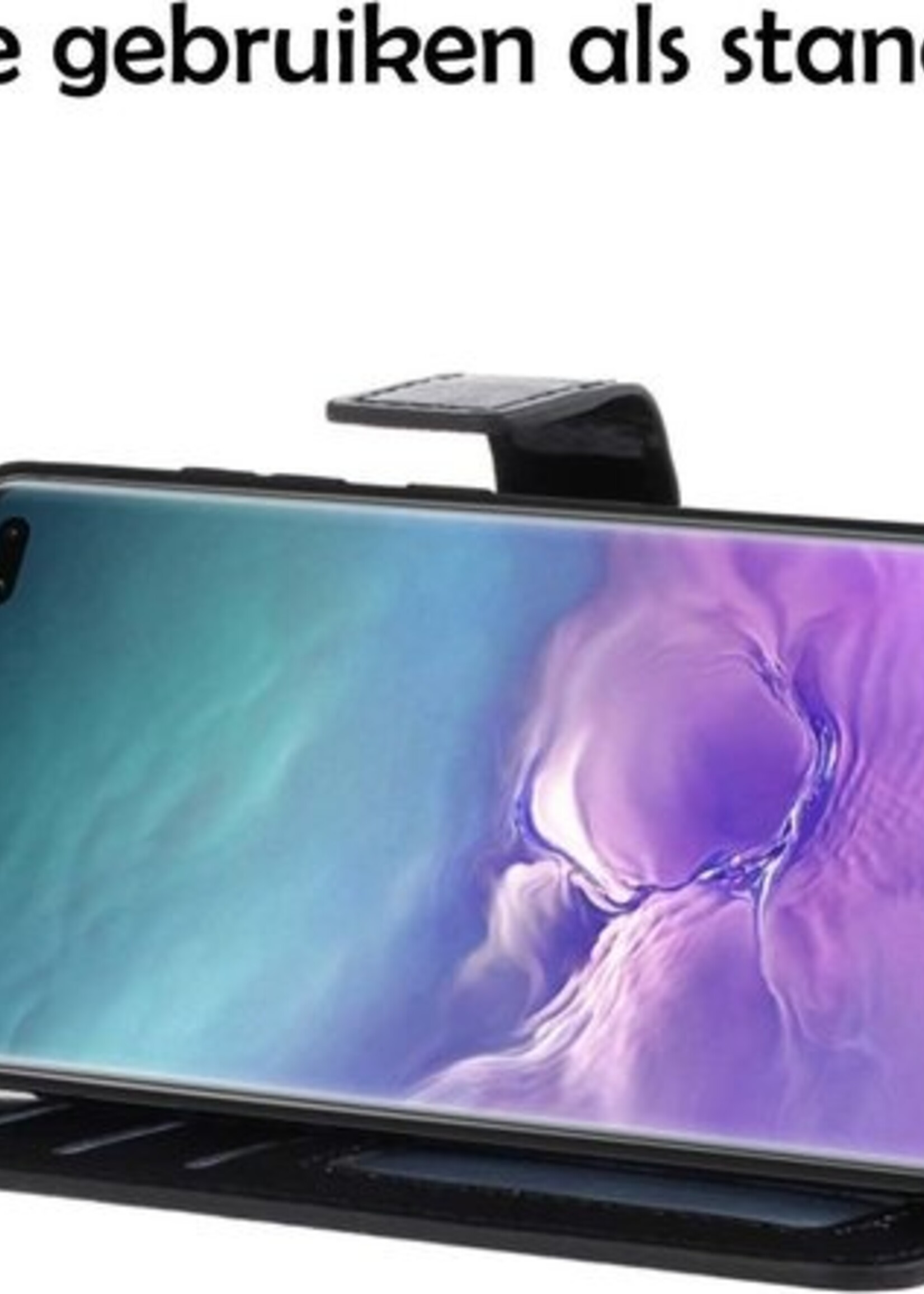 LUQ Hoesje Geschikt voor Samsung S10 Hoesje Book Case Hoes Wallet Cover - Hoes Geschikt voor Samsung Galaxy S10 Hoesje Bookcase Hoes - Zwart