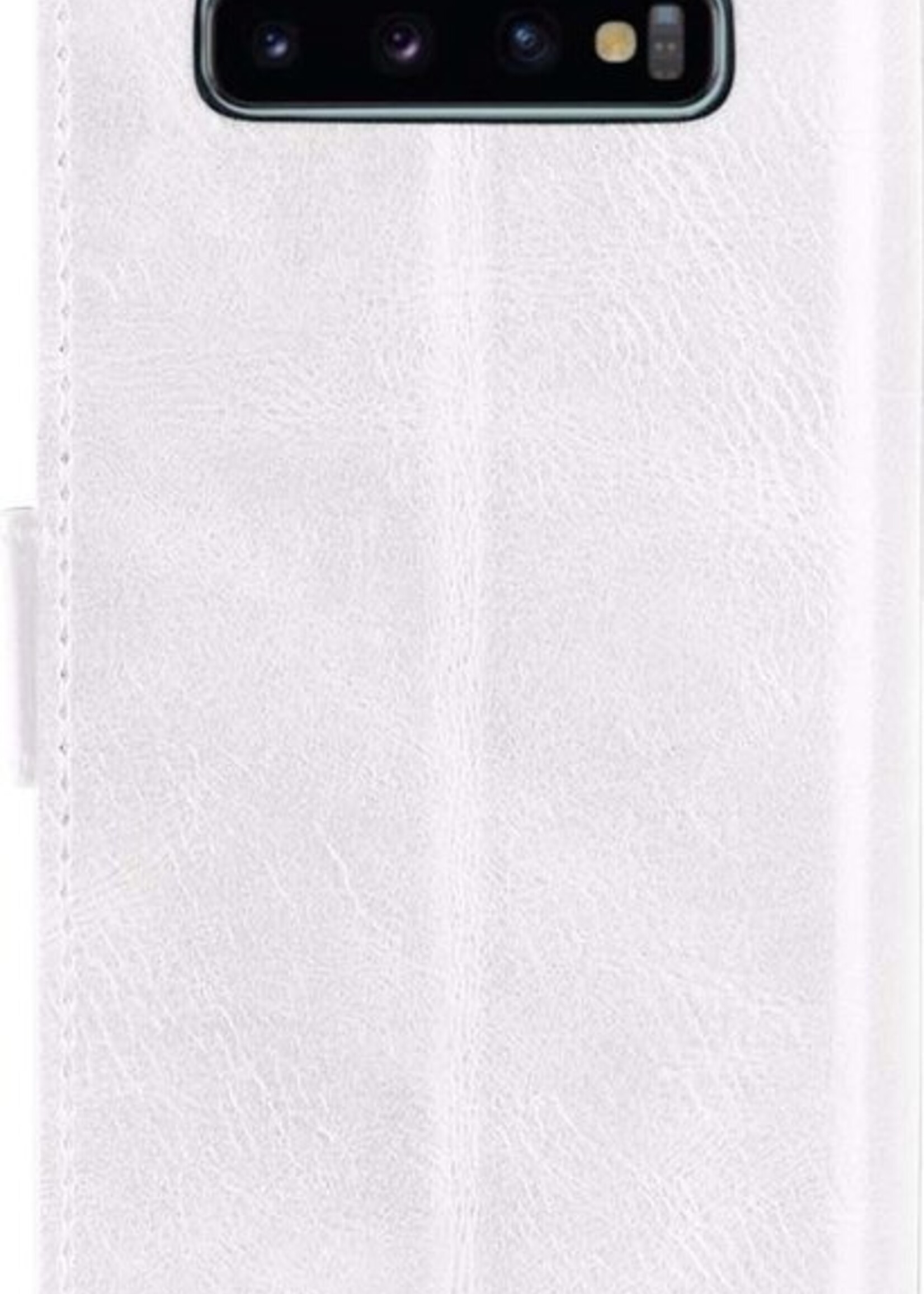 LUQ Hoesje Geschikt voor Samsung S10 Hoesje Book Case Hoes Wallet Cover - Hoes Geschikt voor Samsung Galaxy S10 Hoesje Bookcase Hoes - Wit