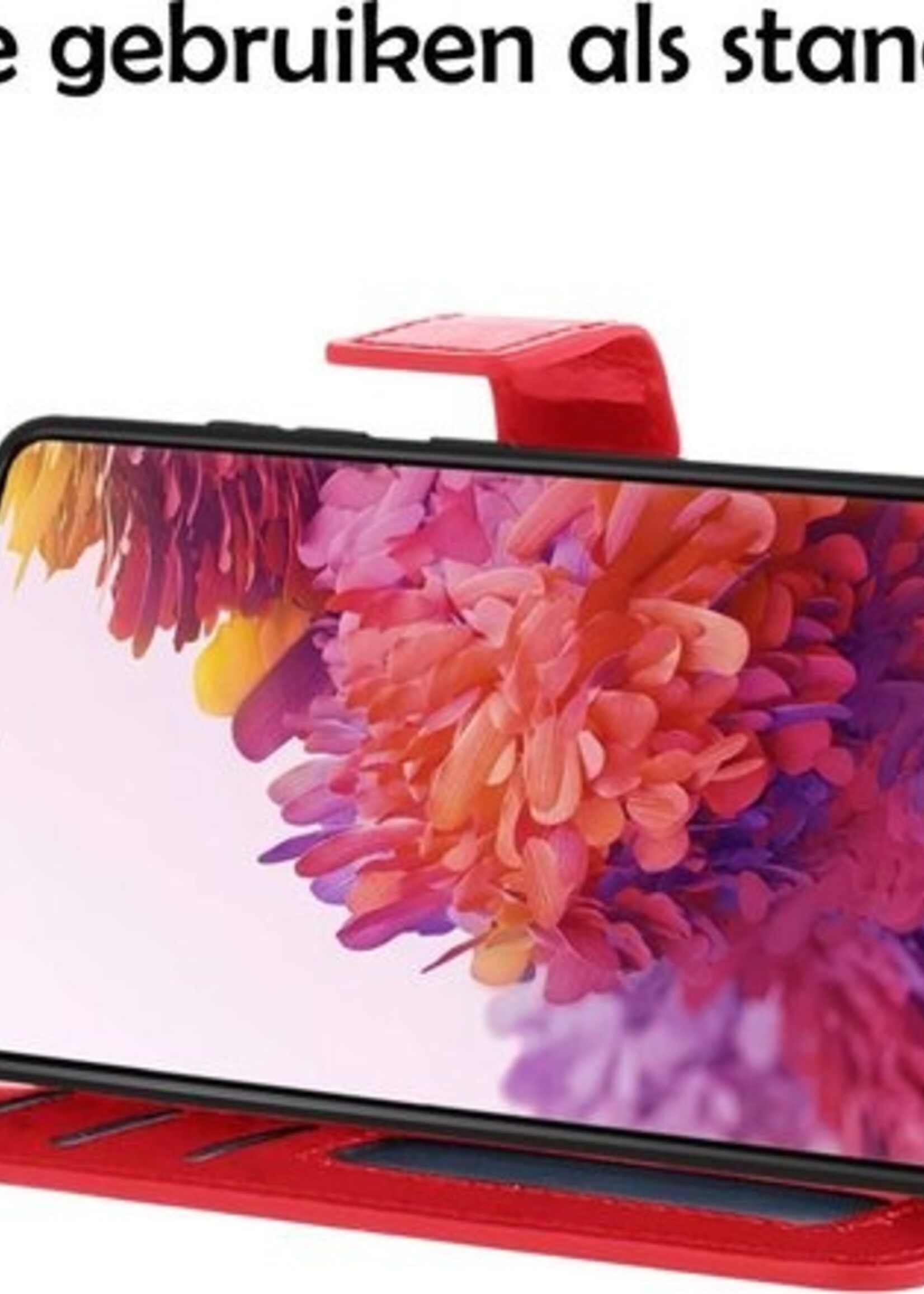 LUQ Hoesje Geschikt voor Samsung S20 FE Hoesje Book Case Hoes Wallet Cover - Hoes Geschikt voor Samsung Galaxy S20 FE Hoesje Bookcase Hoes - Rood