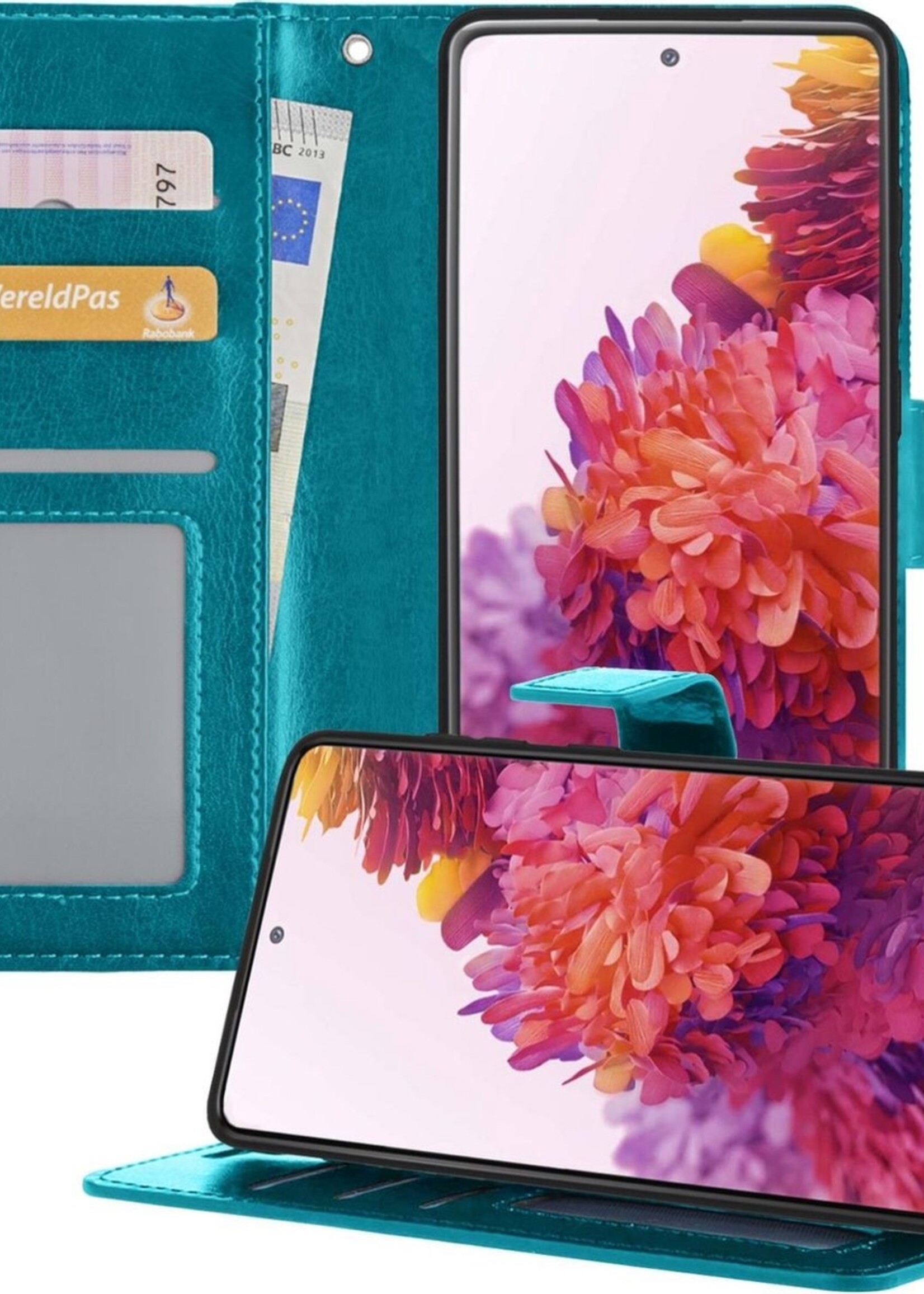 LUQ Hoesje Geschikt voor Samsung S20 FE Hoesje Book Case Hoes Wallet Cover - Hoes Geschikt voor Samsung Galaxy S20 FE Hoesje Bookcase Hoes - Turquoise