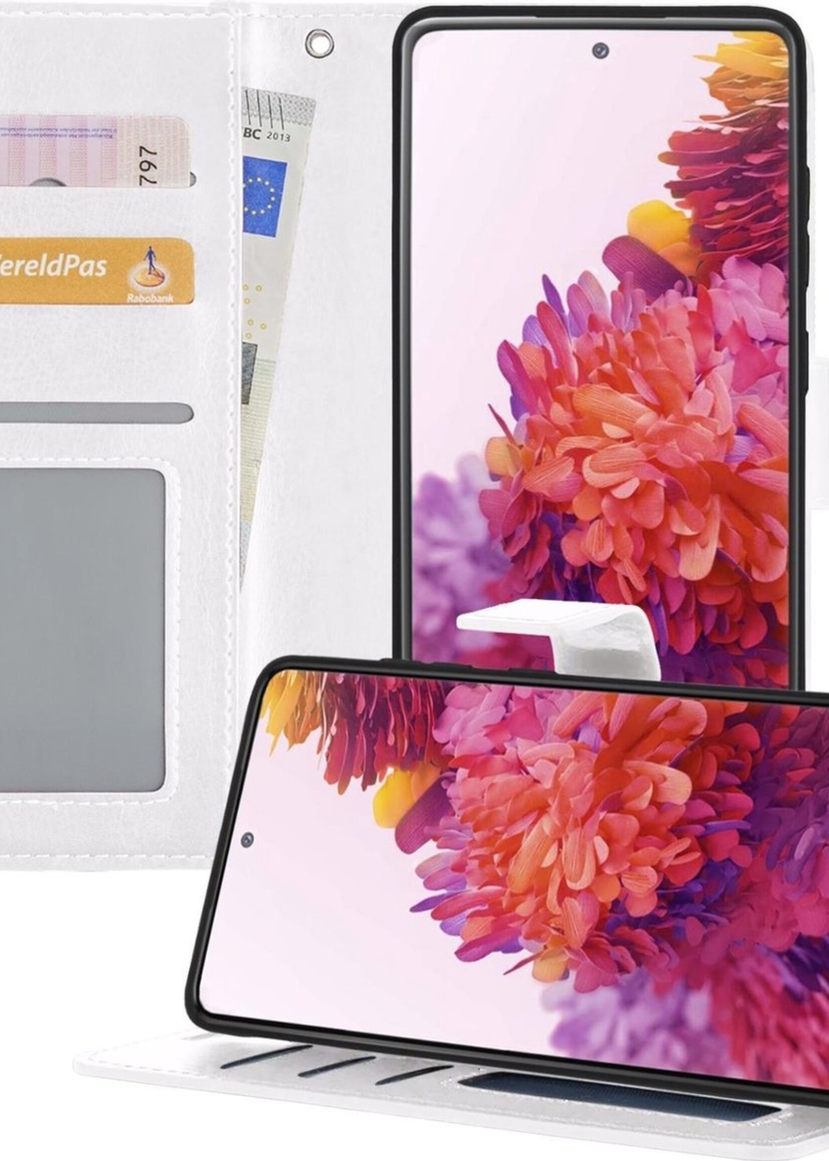 LUQ Hoesje Geschikt voor Samsung S20 FE Hoesje Book Case Hoes Wallet Cover - Hoes Geschikt voor Samsung Galaxy S20 FE Hoesje Bookcase Hoes - Wit