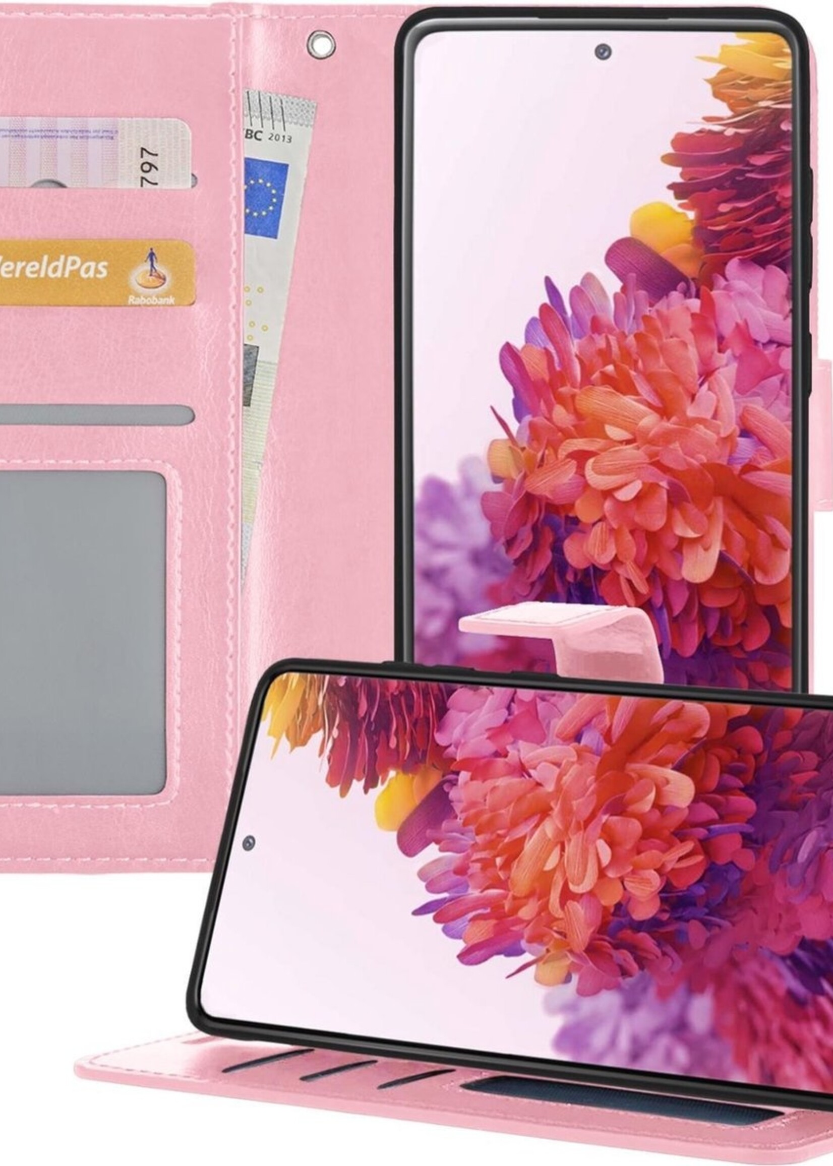 LUQ Hoesje Geschikt voor Samsung S20 FE Hoesje Book Case Hoes Wallet Cover - Hoes Geschikt voor Samsung Galaxy S20 FE Hoesje Bookcase Hoes - Lichtroze