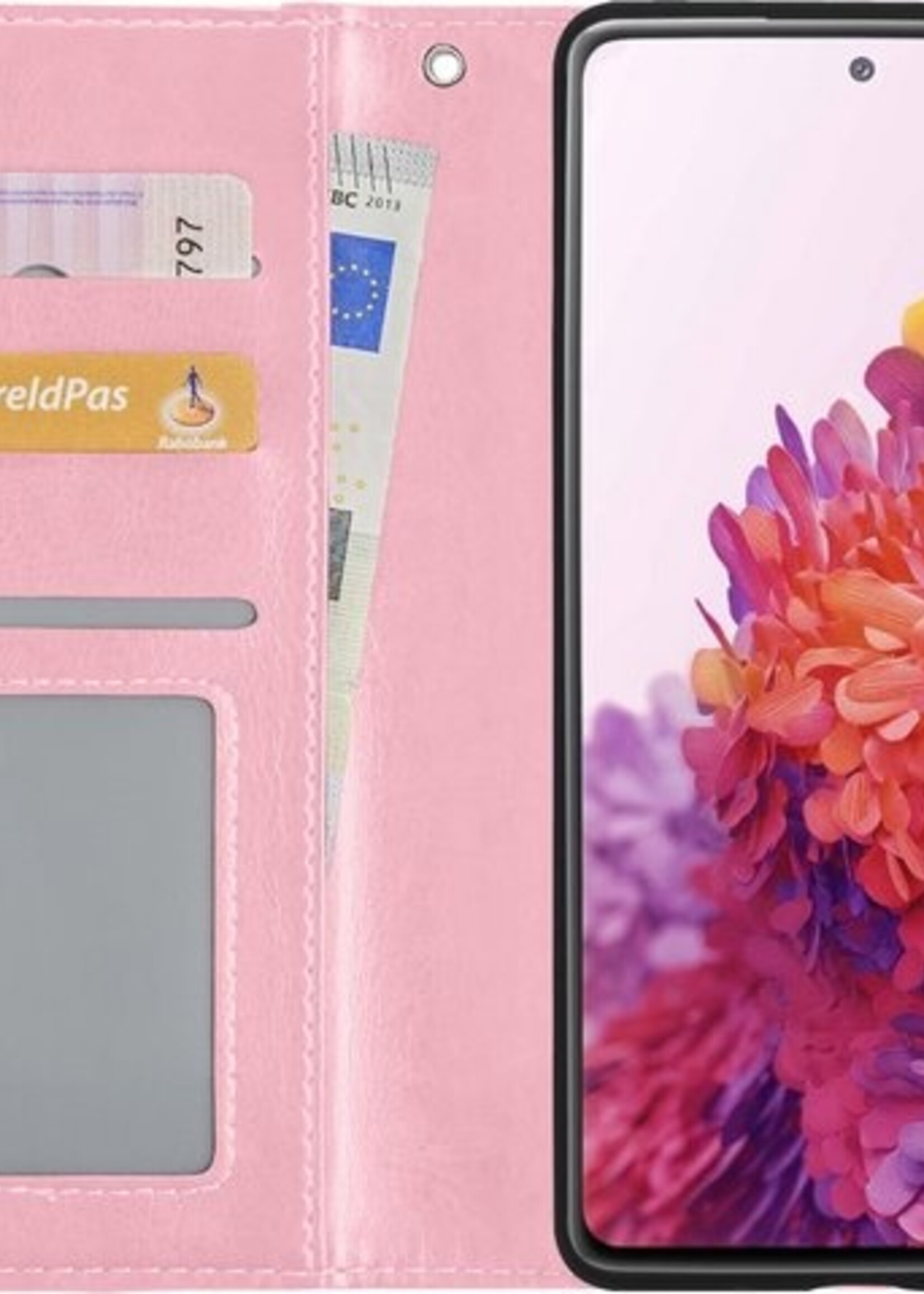 LUQ Hoesje Geschikt voor Samsung S20 FE Hoesje Book Case Hoes Wallet Cover - Hoes Geschikt voor Samsung Galaxy S20 FE Hoesje Bookcase Hoes - Lichtroze