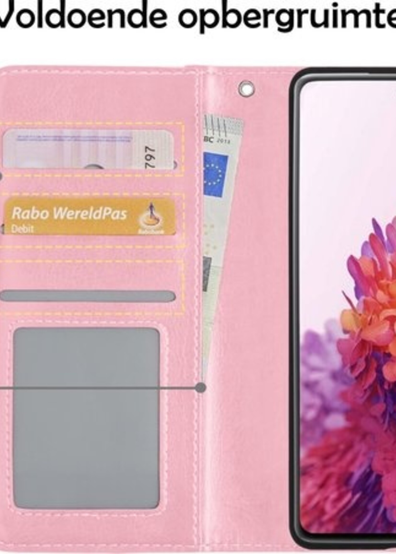 LUQ Hoesje Geschikt voor Samsung S20 FE Hoesje Book Case Hoes Wallet Cover - Hoes Geschikt voor Samsung Galaxy S20 FE Hoesje Bookcase Hoes - Lichtroze