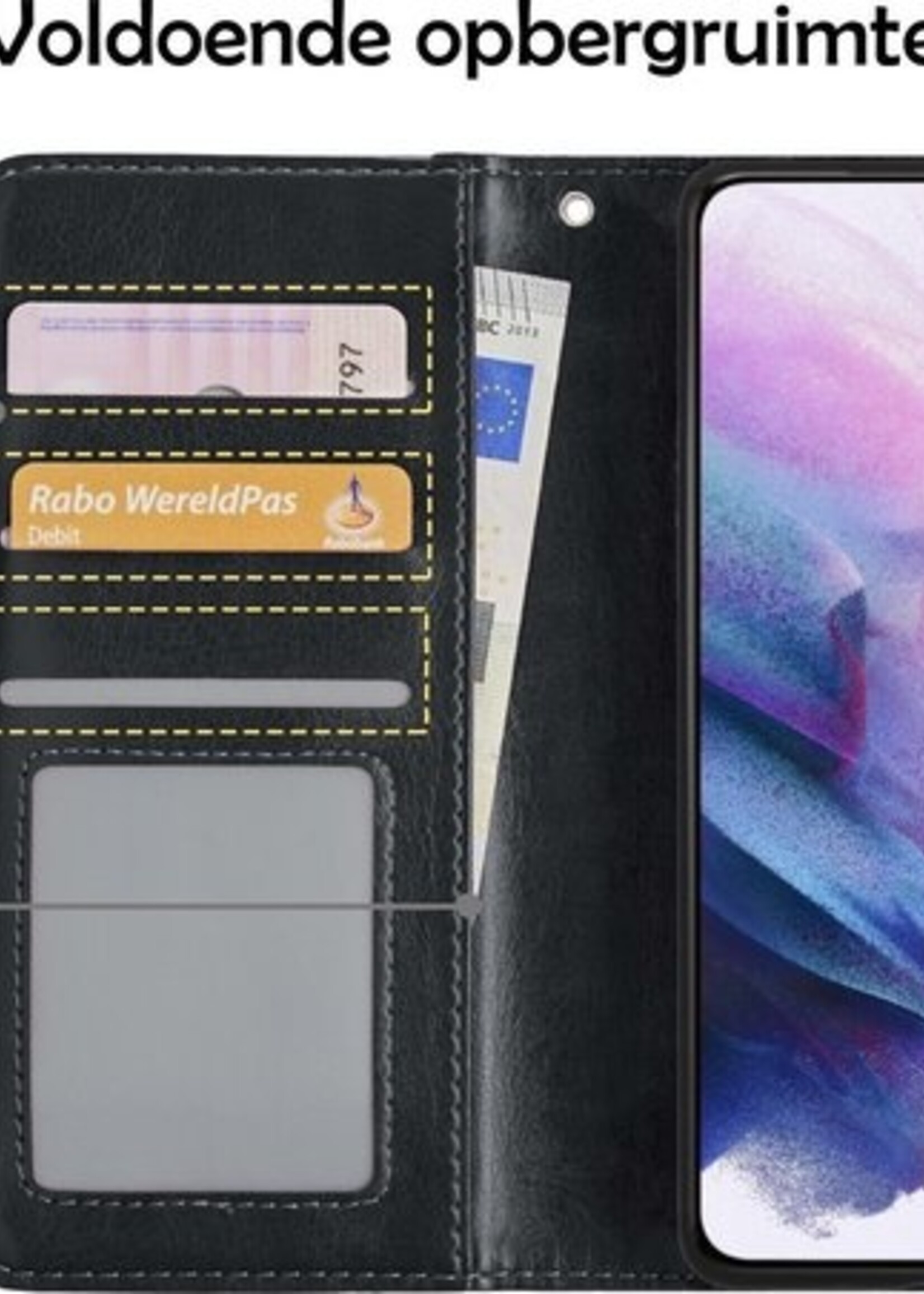 LUQ Hoesje Geschikt voor Samsung S21 Hoesje Book Case Hoes Wallet Cover - Hoes Geschikt voor Samsung Galaxy S21 Hoesje Bookcase Hoes - Zwart