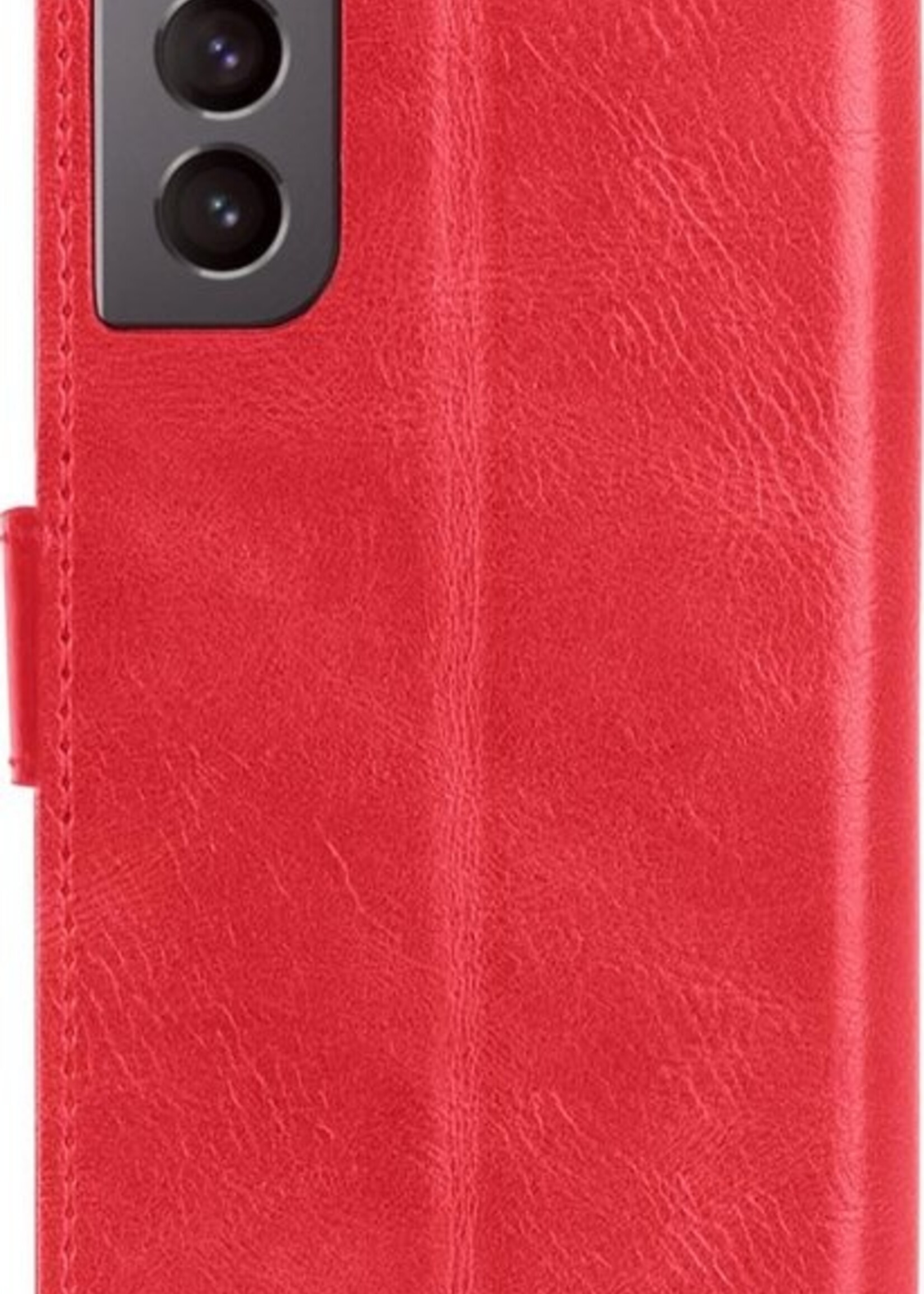 LUQ Hoesje Geschikt voor Samsung S21 Hoesje Book Case Hoes Wallet Cover - Hoes Geschikt voor Samsung Galaxy S21 Hoesje Bookcase Hoes - Rood