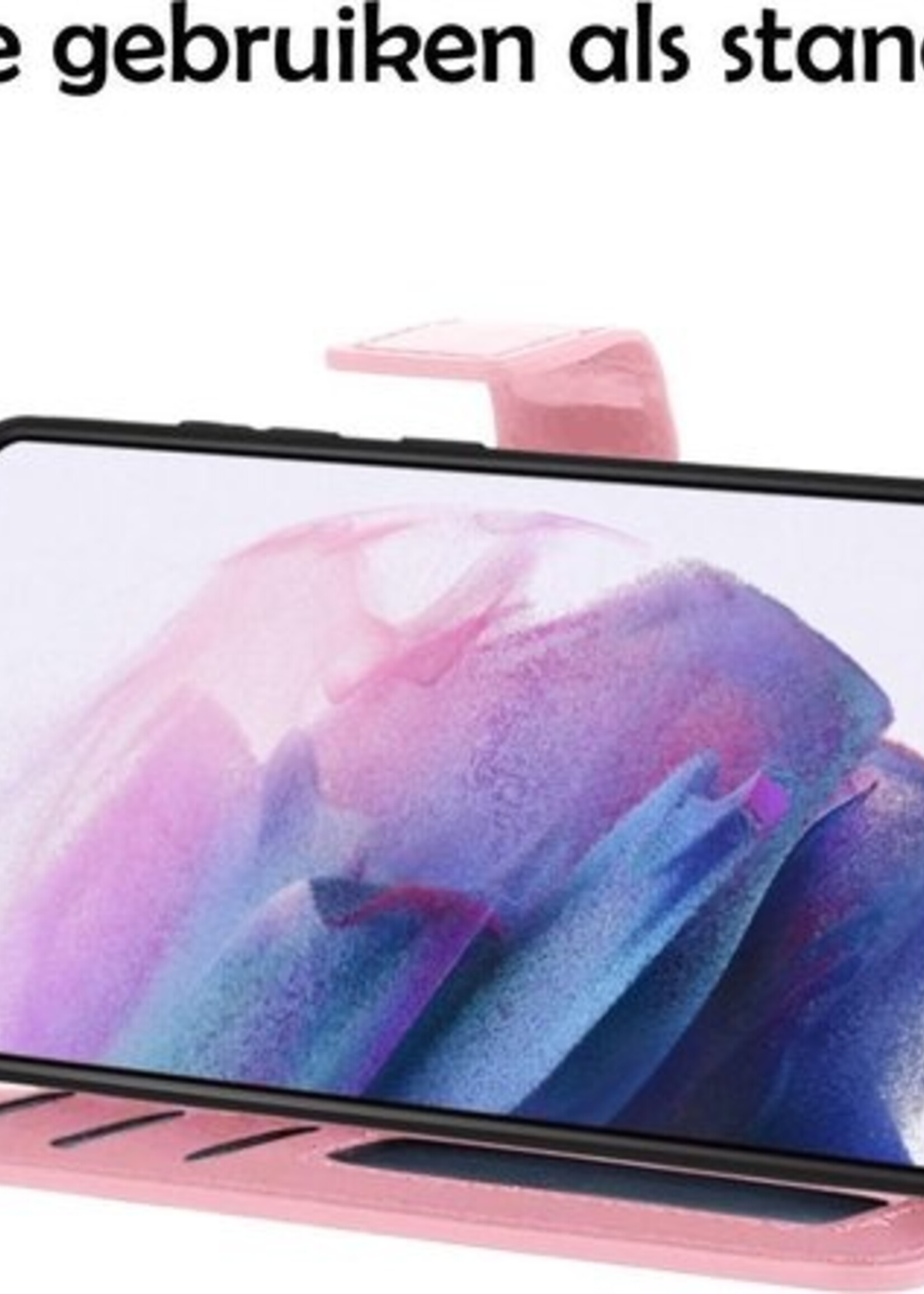 LUQ Hoesje Geschikt voor Samsung S21 Hoesje Book Case Hoes Wallet Cover - Hoes Geschikt voor Samsung Galaxy S21 Hoesje Bookcase Hoes - Lichtroze