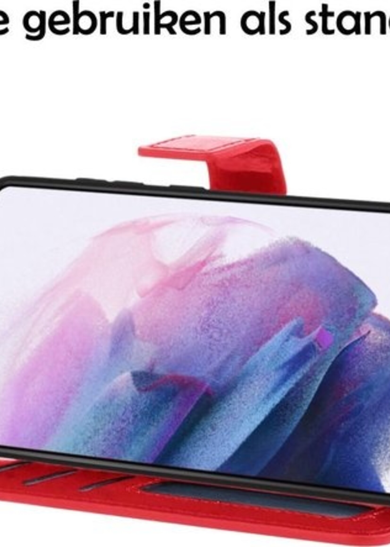 LUQ Hoesje Geschikt voor Samsung S21 Plus Hoesje Book Case Hoes Wallet Cover - Hoes Geschikt voor Samsung Galaxy S21 Plus Hoesje Bookcase Hoes - Rood