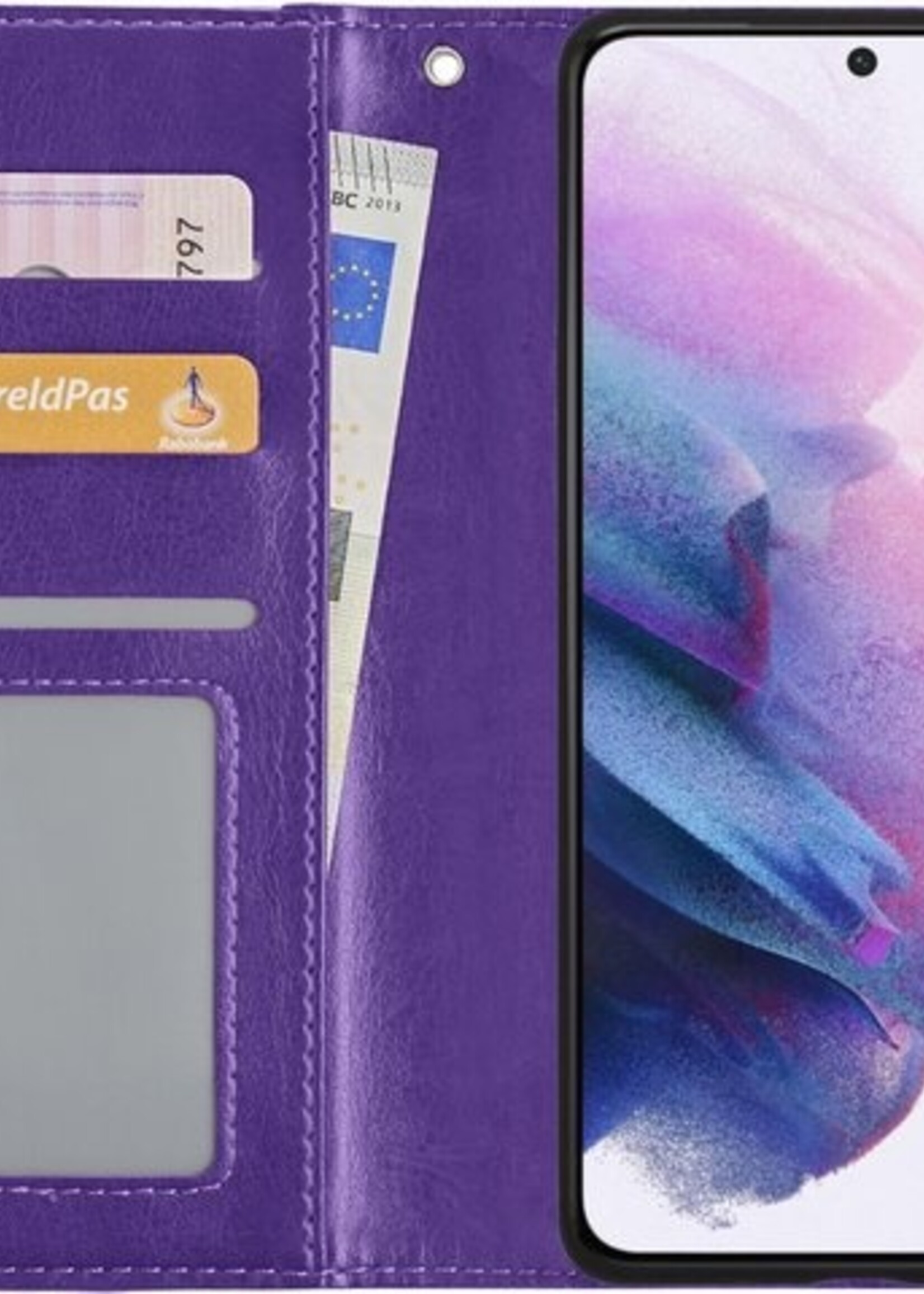 LUQ Hoesje Geschikt voor Samsung S21 Plus Hoesje Book Case Hoes Wallet Cover - Hoes Geschikt voor Samsung Galaxy S21 Plus Hoesje Bookcase Hoes - Paars