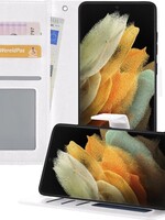 LUQ LUQ Samsung Galaxy S21 Ultra Hoesje Bookcase - Wit