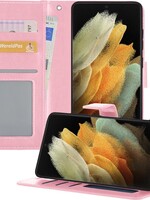 LUQ LUQ Samsung Galaxy S21 Ultra Hoesje Bookcase - Lichtroze