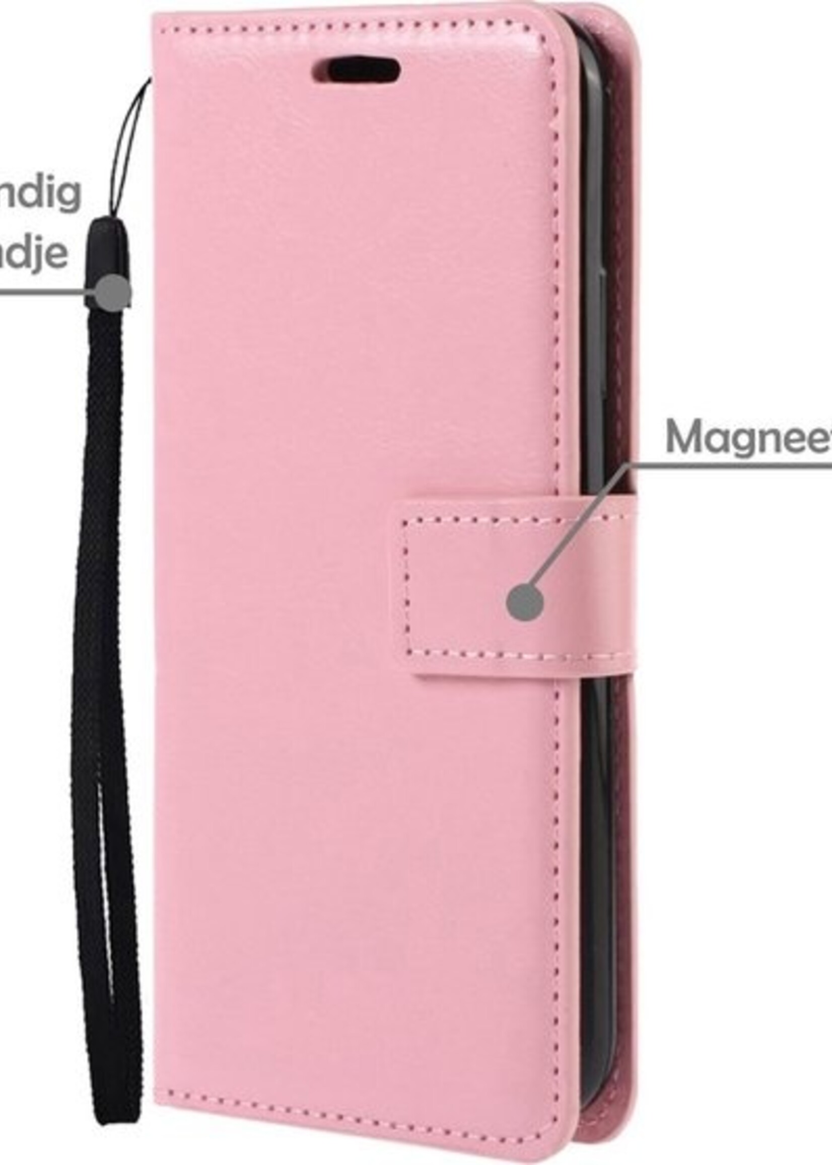 LUQ Hoesje Geschikt voor Samsung S21 Ultra Hoesje Book Case Hoes Wallet Cover - Hoes Geschikt voor Samsung Galaxy S21 Ultra Hoesje Bookcase Hoes - Lichtroze