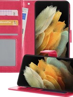 LUQ LUQ Samsung Galaxy S21 Ultra Hoesje Bookcase - Donkerroze