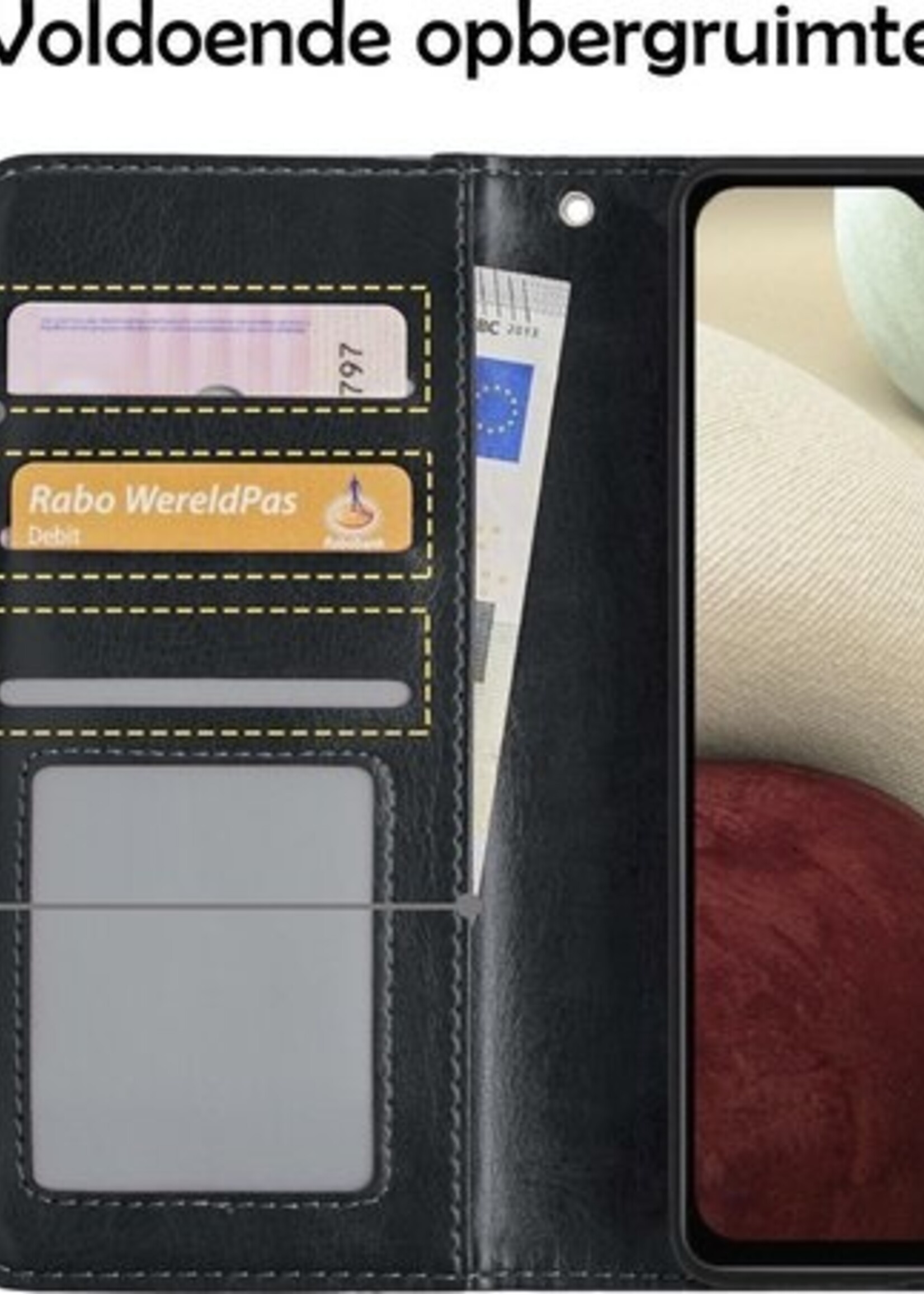 LUQ Hoesje Geschikt voor Samsung A12 Hoesje Book Case Hoes Wallet Cover - Hoes Geschikt voor Samsung Galaxy A12 Hoesje Bookcase Hoes - Zwart