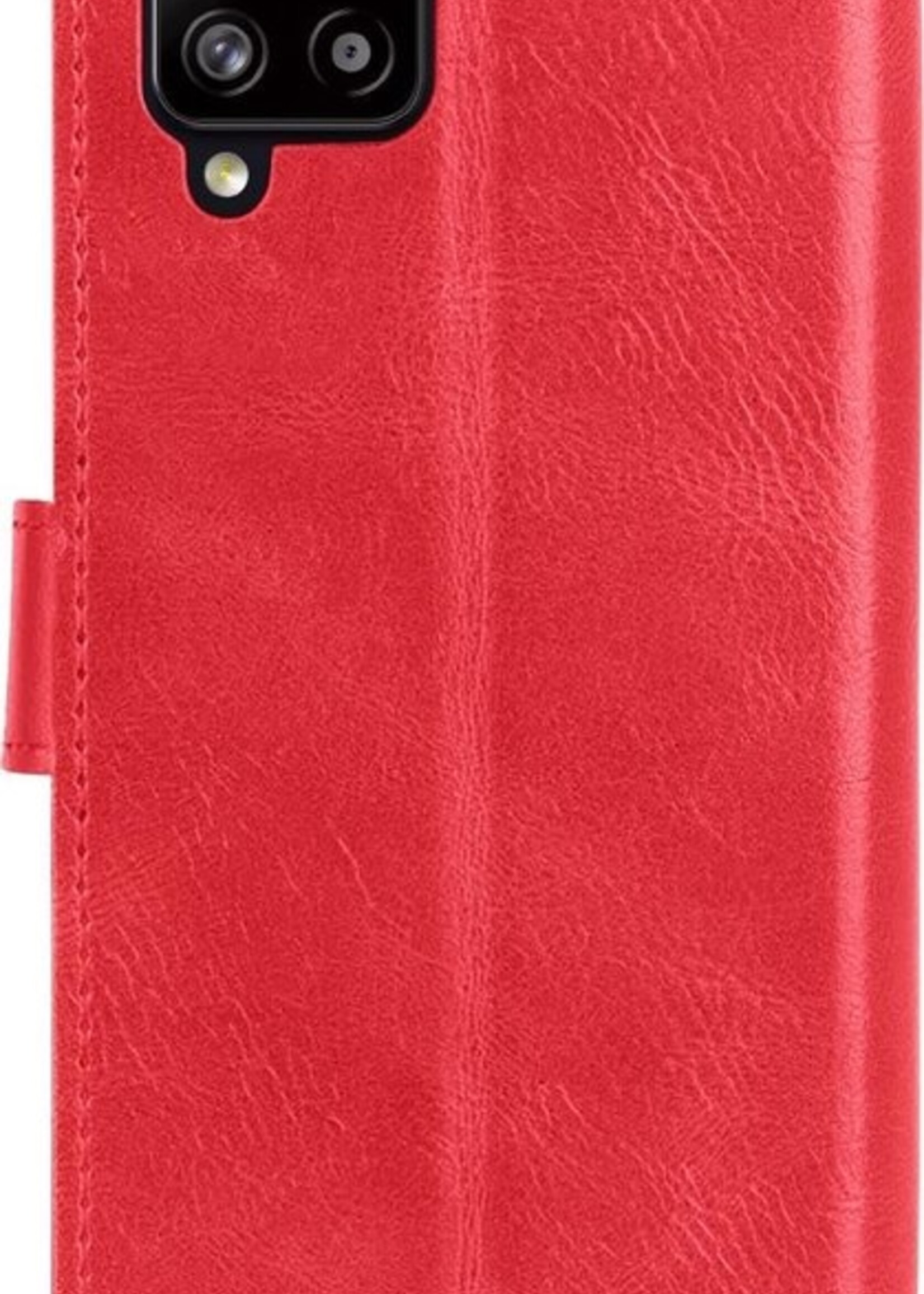 LUQ Hoesje Geschikt voor Samsung A12 Hoesje Book Case Hoes Wallet Cover - Hoes Geschikt voor Samsung Galaxy A12 Hoesje Bookcase Hoes - Rood