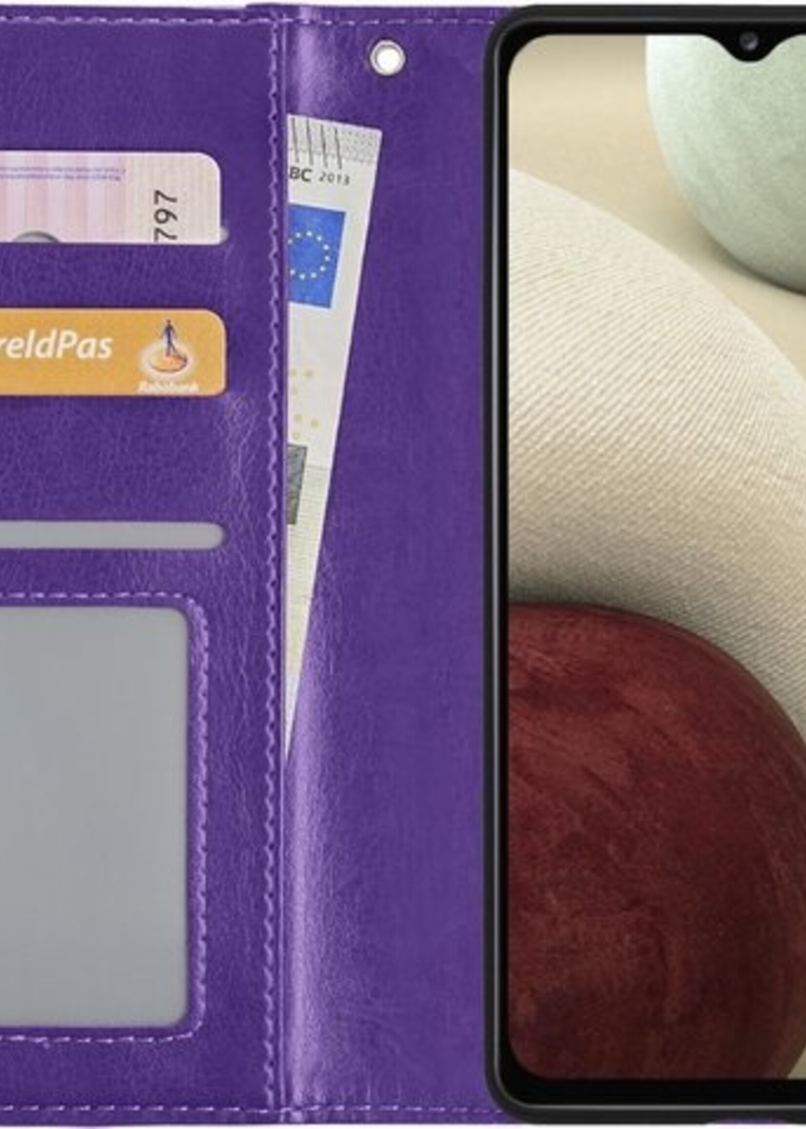 LUQ Hoesje Geschikt voor Samsung A12 Hoesje Book Case Hoes Wallet Cover - Hoes Geschikt voor Samsung Galaxy A12 Hoesje Bookcase Hoes - Paars