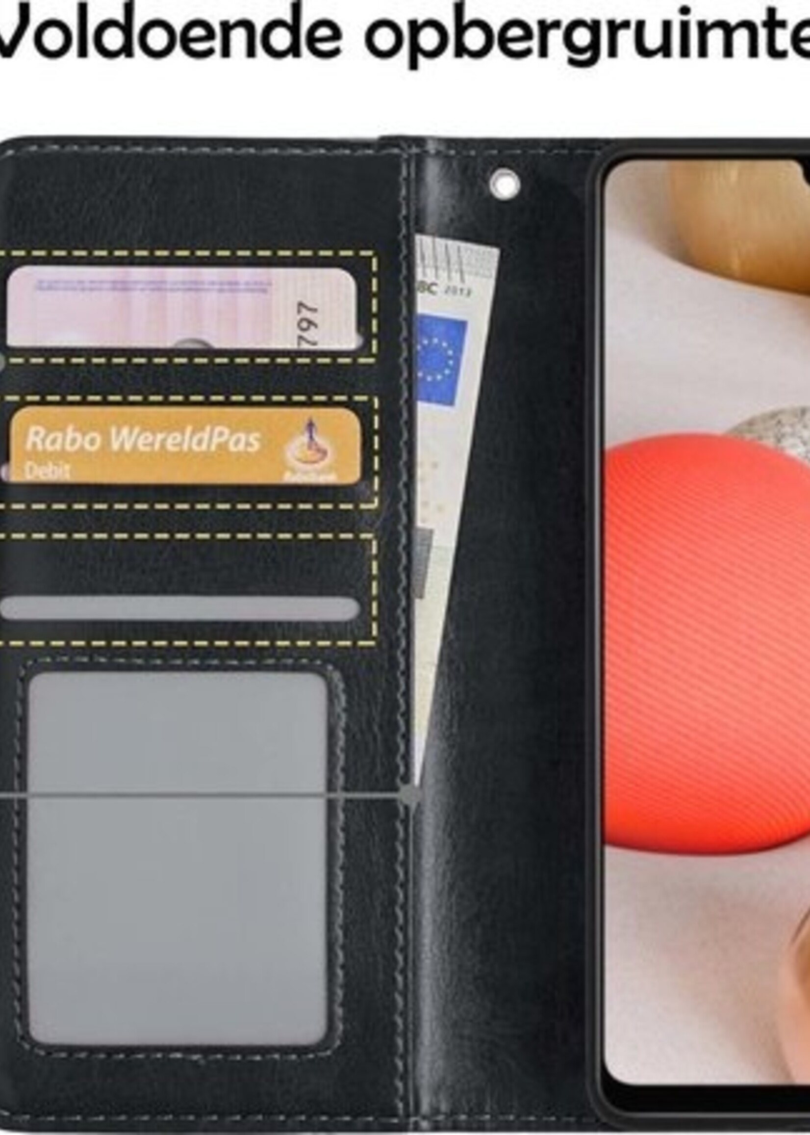 LUQ Hoesje Geschikt voor Samsung A42 Hoesje Book Case Hoes Wallet Cover - Hoes Geschikt voor Samsung Galaxy A42 Hoesje Bookcase Hoes - Zwart