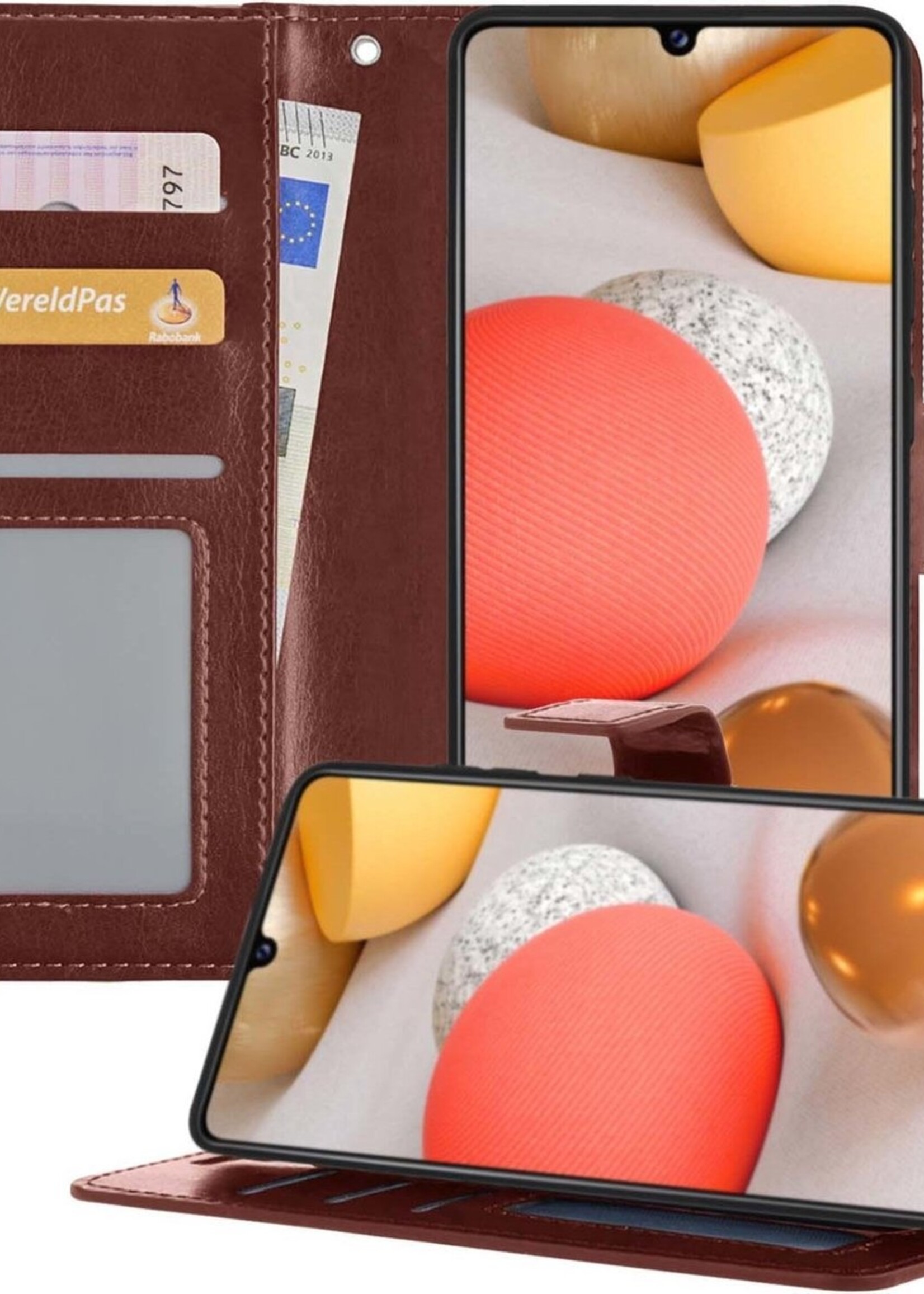 LUQ Hoesje Geschikt voor Samsung A42 Hoesje Book Case Hoes Wallet Cover - Hoes Geschikt voor Samsung Galaxy A42 Hoesje Bookcase Hoes - Bruin