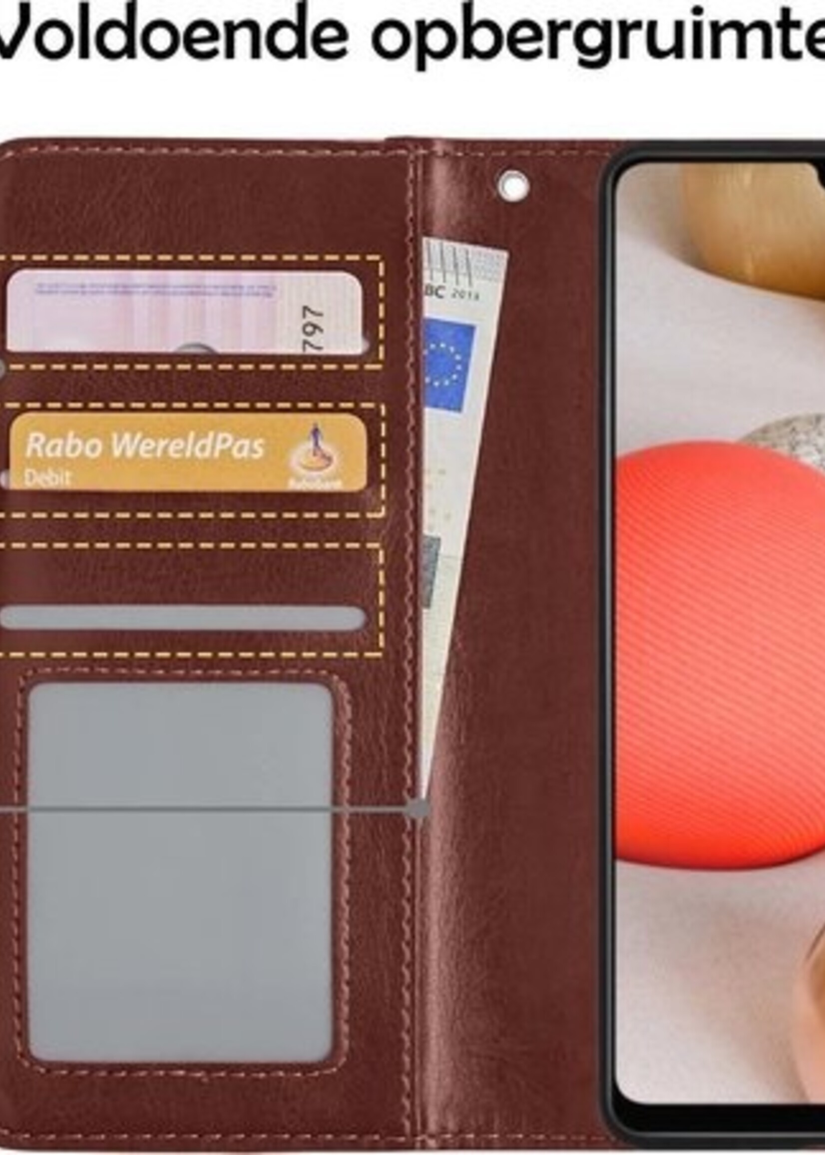 LUQ Hoesje Geschikt voor Samsung A42 Hoesje Book Case Hoes Wallet Cover - Hoes Geschikt voor Samsung Galaxy A42 Hoesje Bookcase Hoes - Bruin