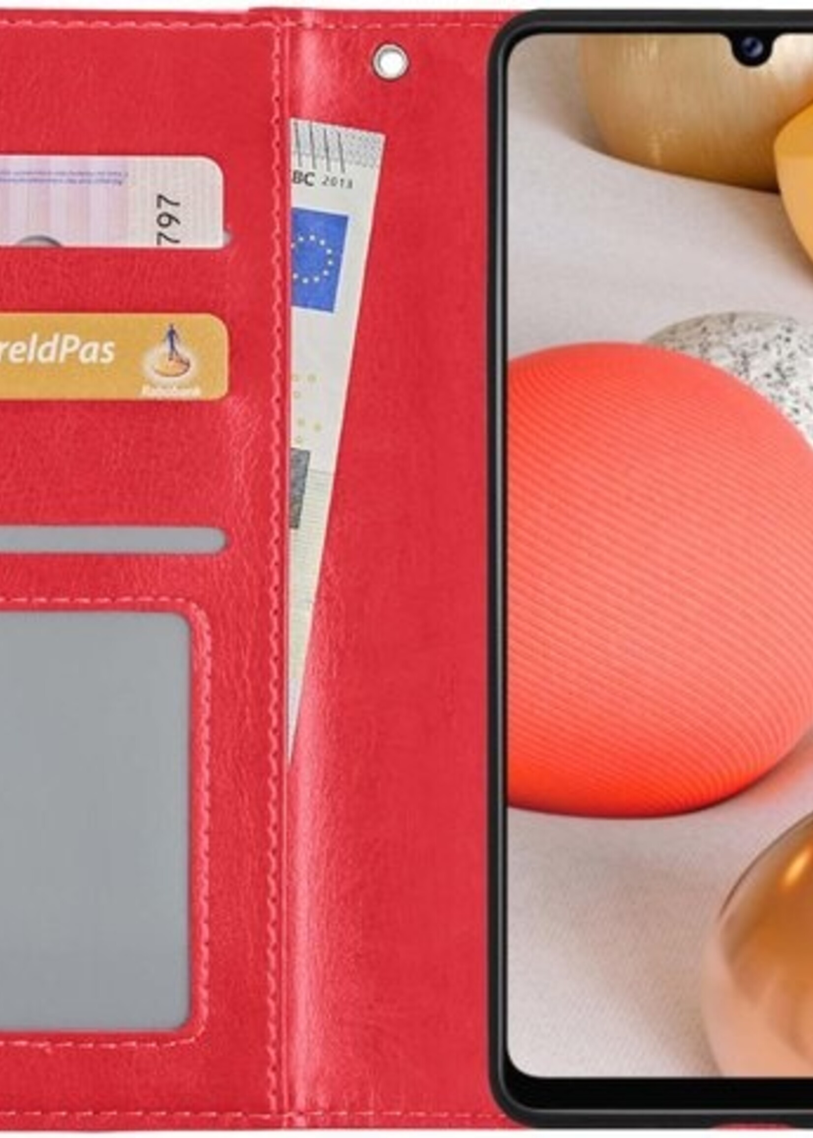 LUQ Hoesje Geschikt voor Samsung A42 Hoesje Book Case Hoes Wallet Cover - Hoes Geschikt voor Samsung Galaxy A42 Hoesje Bookcase Hoes - Rood