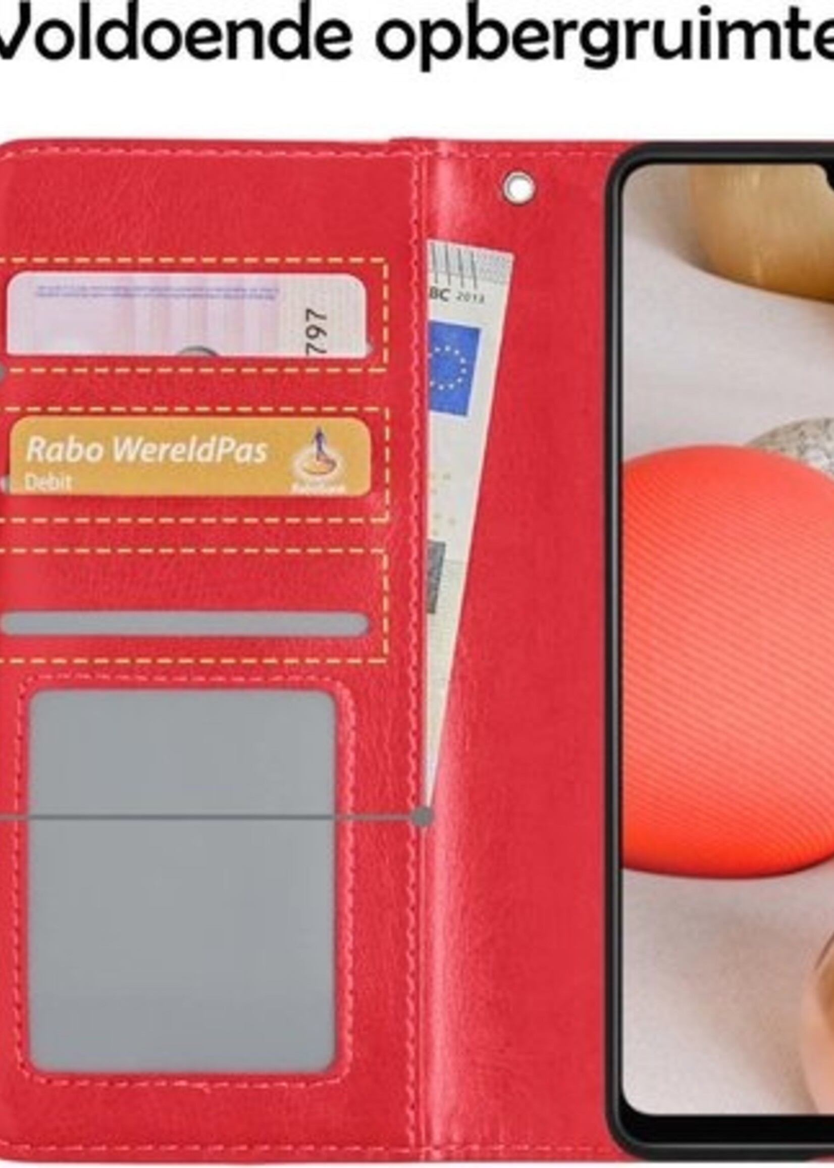 LUQ Hoesje Geschikt voor Samsung A42 Hoesje Book Case Hoes Wallet Cover - Hoes Geschikt voor Samsung Galaxy A42 Hoesje Bookcase Hoes - Rood