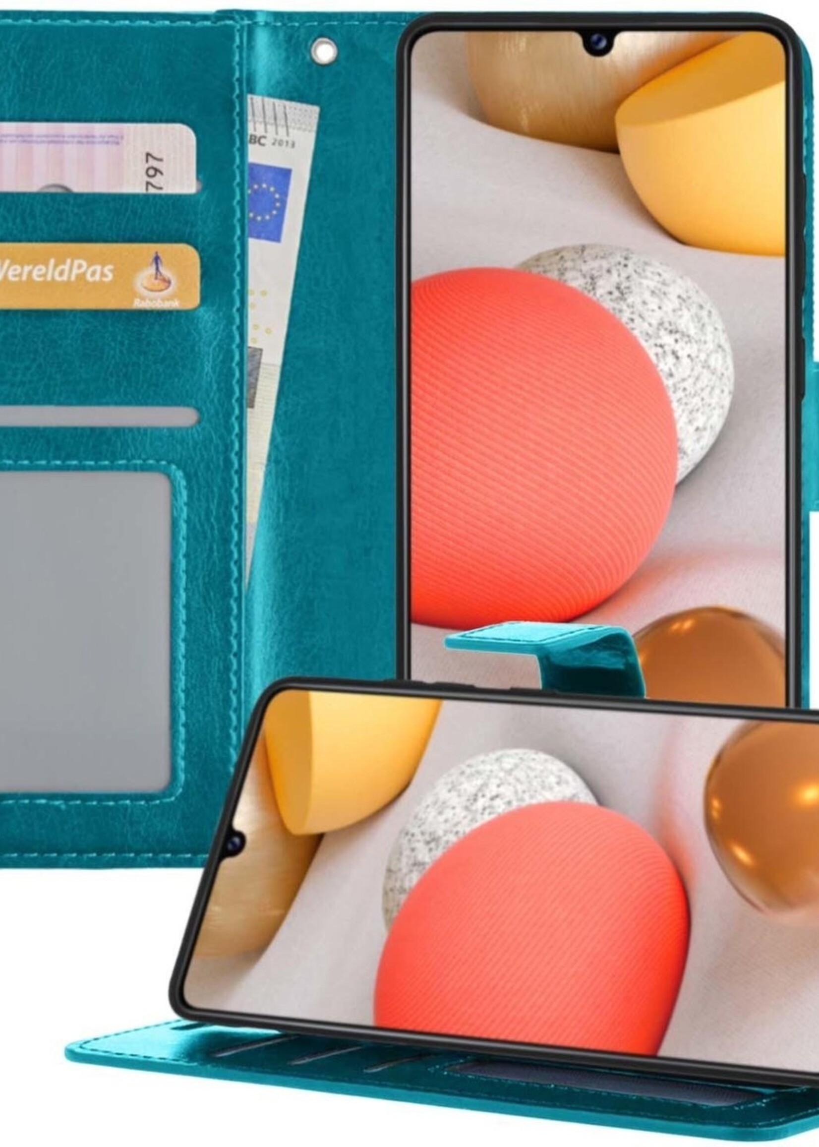LUQ Hoesje Geschikt voor Samsung A42 Hoesje Book Case Hoes Wallet Cover - Hoes Geschikt voor Samsung Galaxy A42 Hoesje Bookcase Hoes - Turquoise