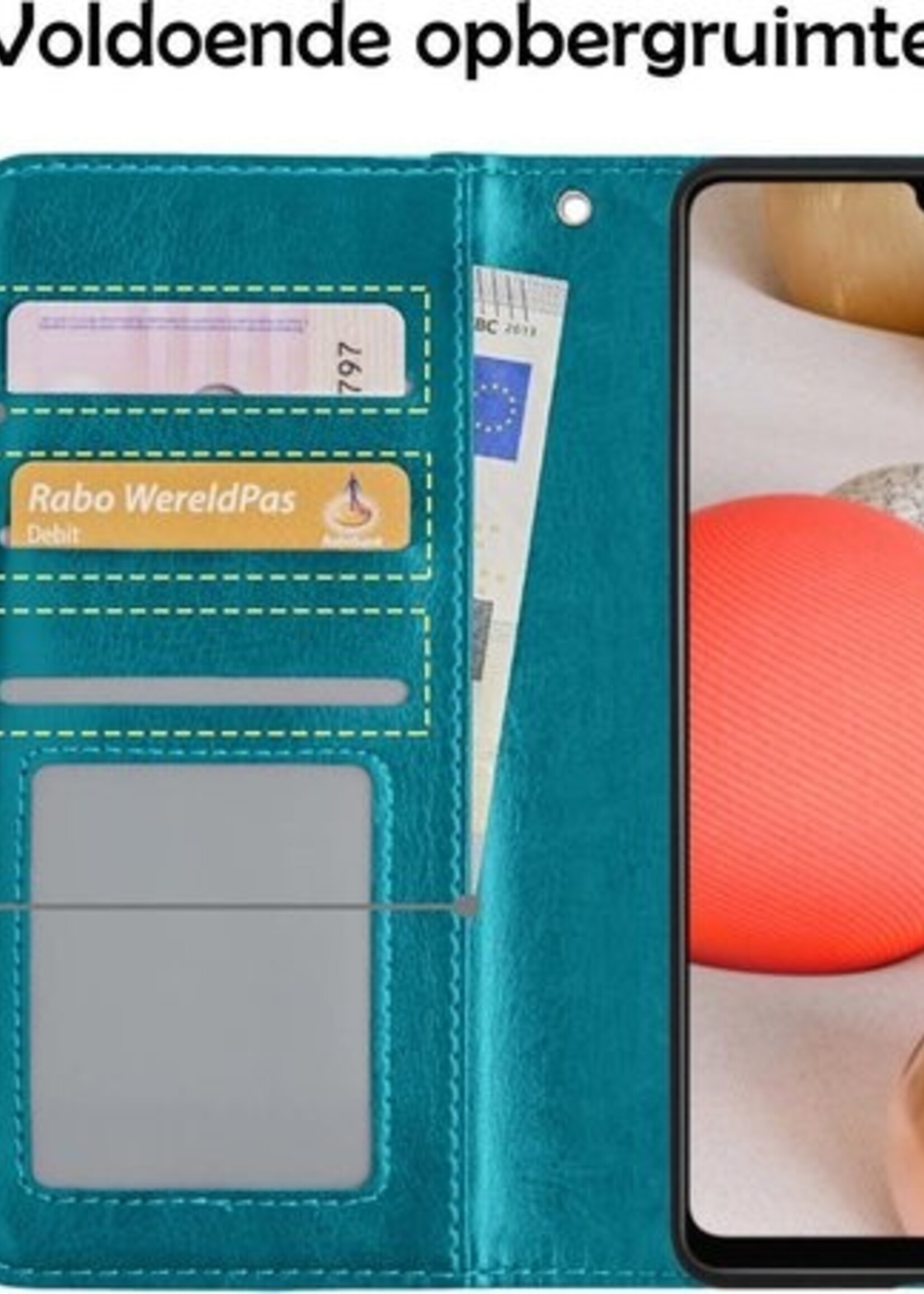 LUQ Hoesje Geschikt voor Samsung A42 Hoesje Book Case Hoes Wallet Cover - Hoes Geschikt voor Samsung Galaxy A42 Hoesje Bookcase Hoes - Turquoise