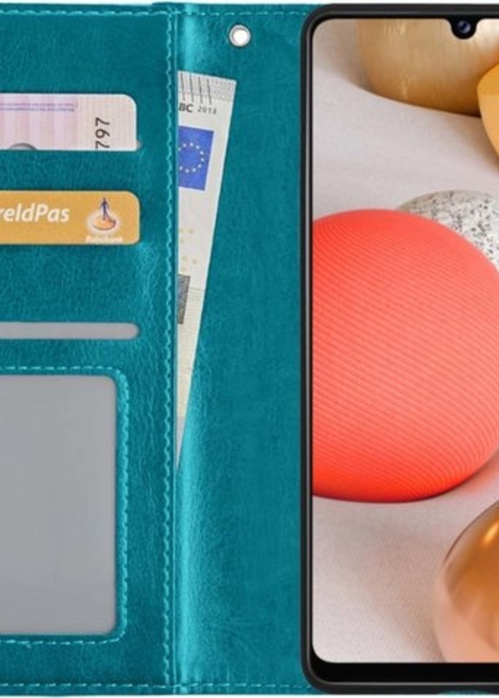 LUQ Hoesje Geschikt voor Samsung A42 Hoesje Book Case Hoes Wallet Cover - Hoes Geschikt voor Samsung Galaxy A42 Hoesje Bookcase Hoes - Turquoise