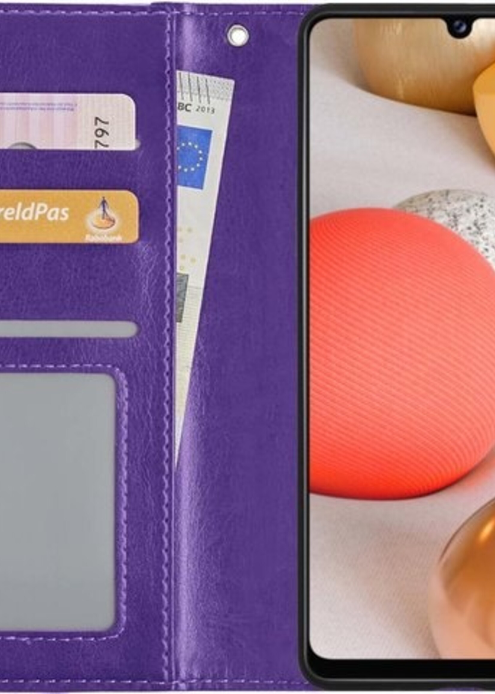 LUQ Hoesje Geschikt voor Samsung A42 Hoesje Book Case Hoes Wallet Cover - Hoes Geschikt voor Samsung Galaxy A42 Hoesje Bookcase Hoes - Paars
