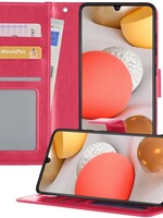 LUQ LUQ Samsung Galaxy A42 Hoesje Bookcase - Donkerroze