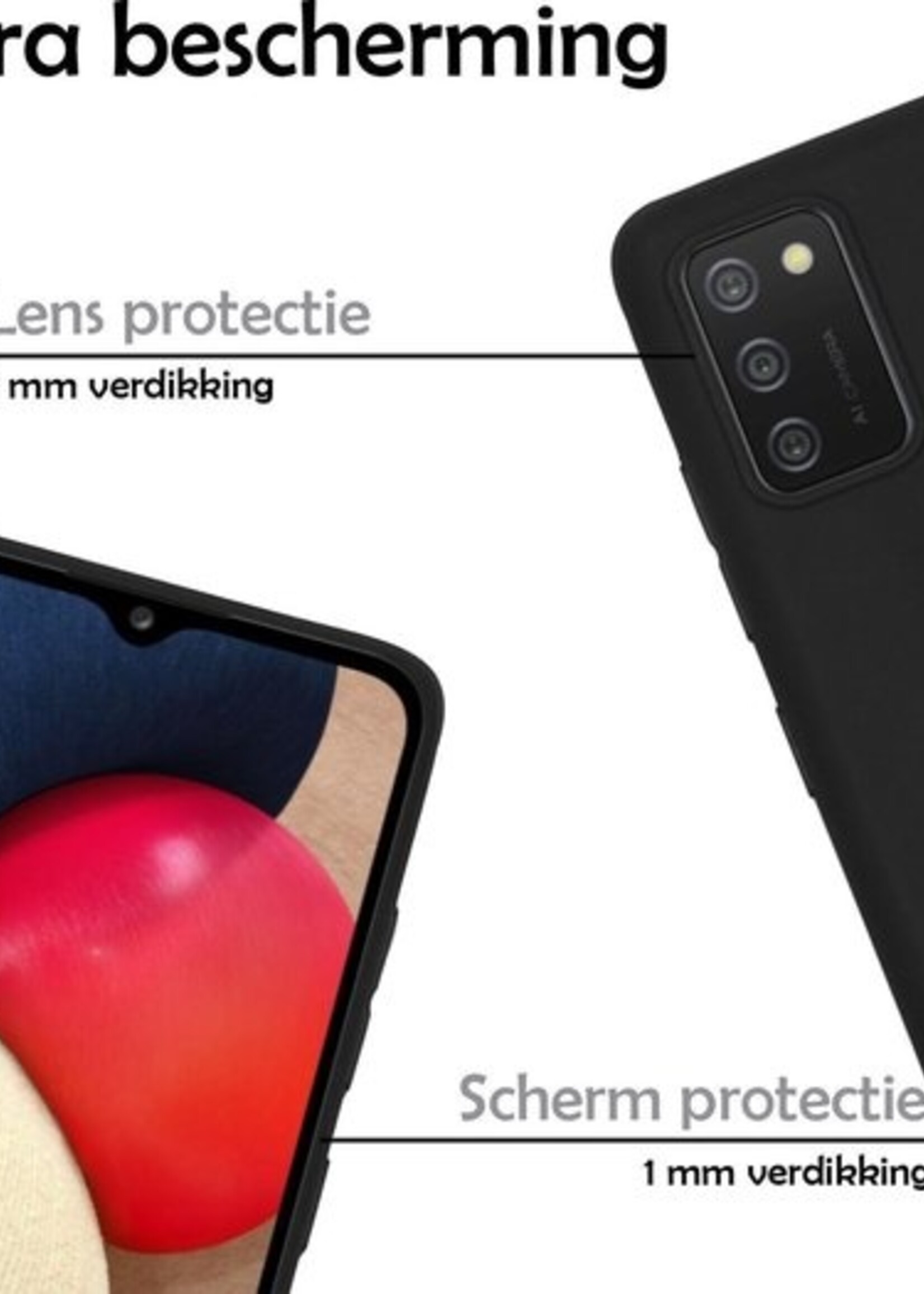 LUQ Hoesje Geschikt voor Samsung A02s Hoesje Siliconen Case - Hoes Geschikt voor Samsung Galaxy A02s Hoes Siliconen - Zwart