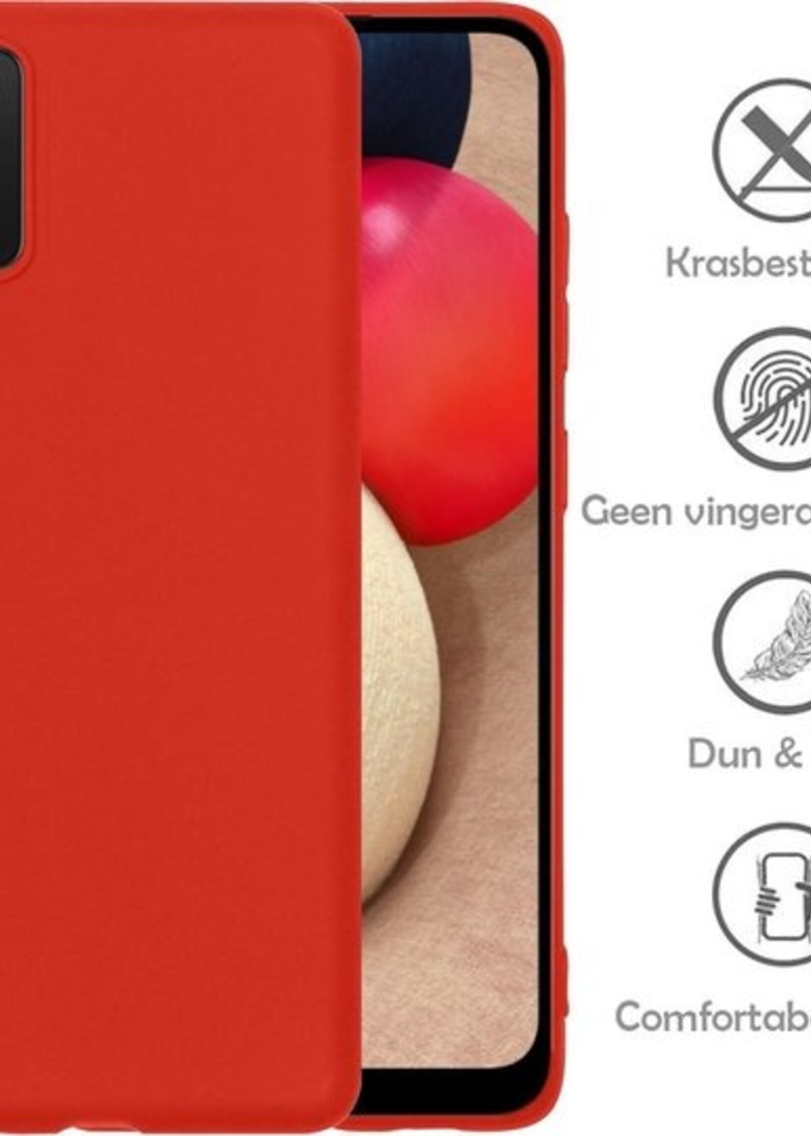 LUQ Hoesje Geschikt voor Samsung A02s Hoesje Siliconen Case - Hoes Geschikt voor Samsung Galaxy A02s Hoes Siliconen - Rood