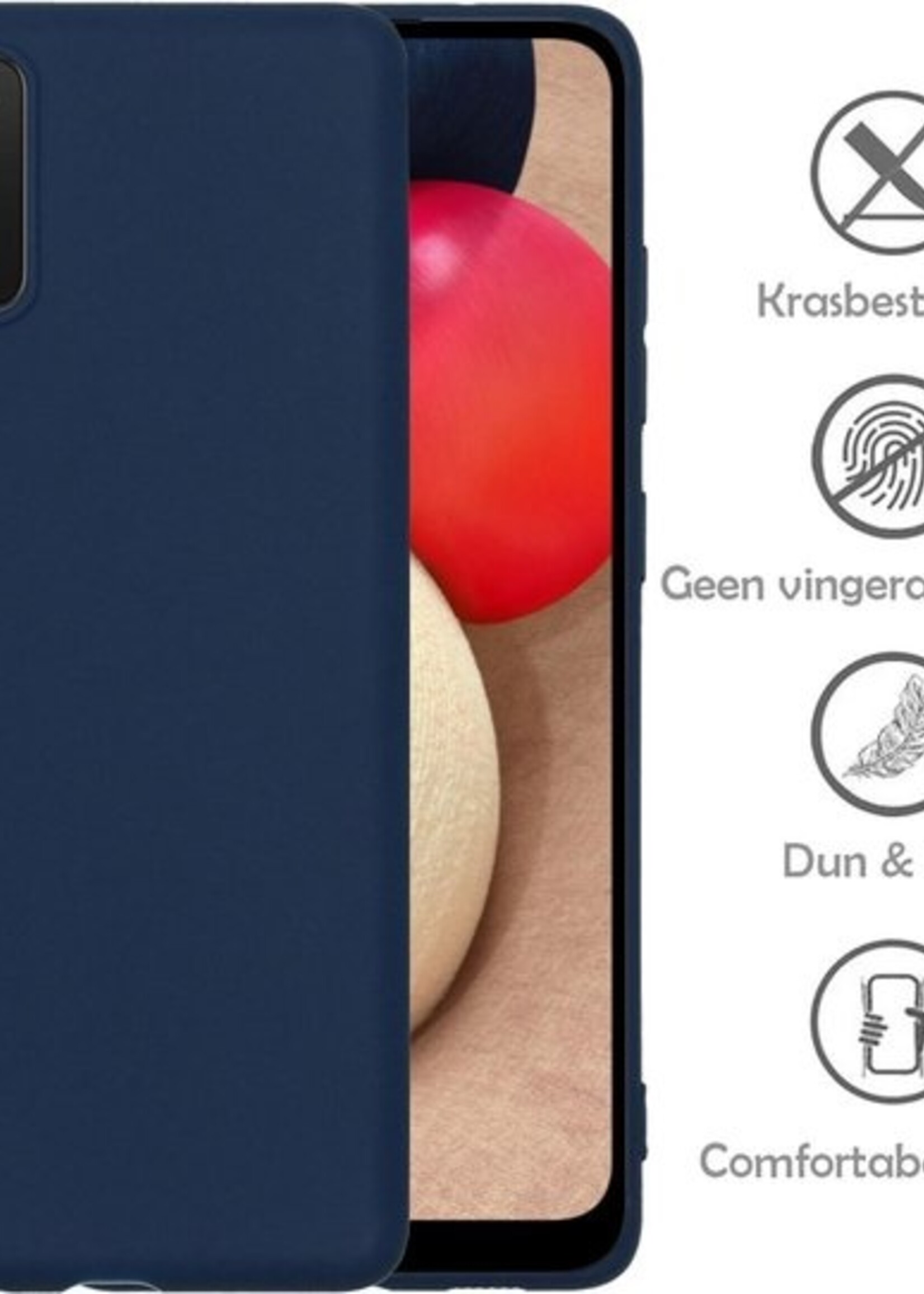 LUQ Hoesje Geschikt voor Samsung A02s Hoesje Siliconen Case - Hoes Geschikt voor Samsung Galaxy A02s Hoes Siliconen - Donkerblauw