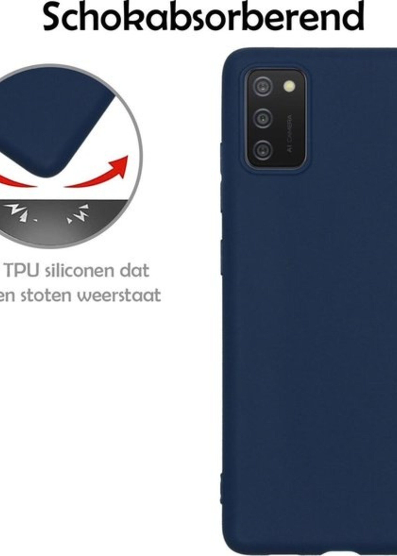 LUQ Hoesje Geschikt voor Samsung A02s Hoesje Siliconen Case - Hoes Geschikt voor Samsung Galaxy A02s Hoes Siliconen - Donkerblauw