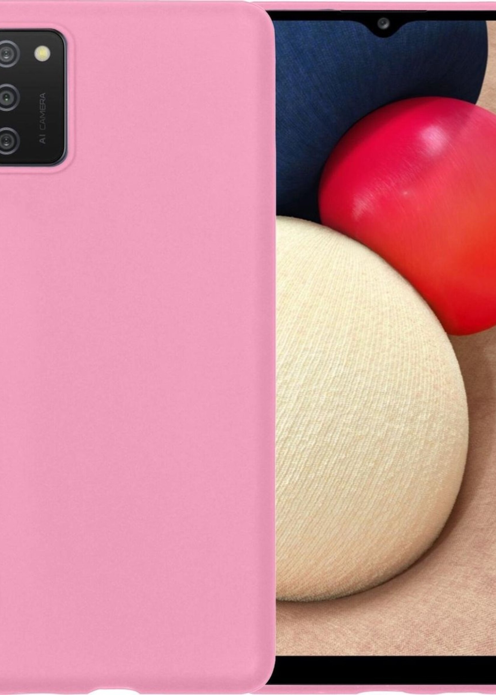 LUQ Hoesje Geschikt voor Samsung A02s Hoesje Siliconen Case - Hoes Geschikt voor Samsung Galaxy A02s Hoes Siliconen - Roze