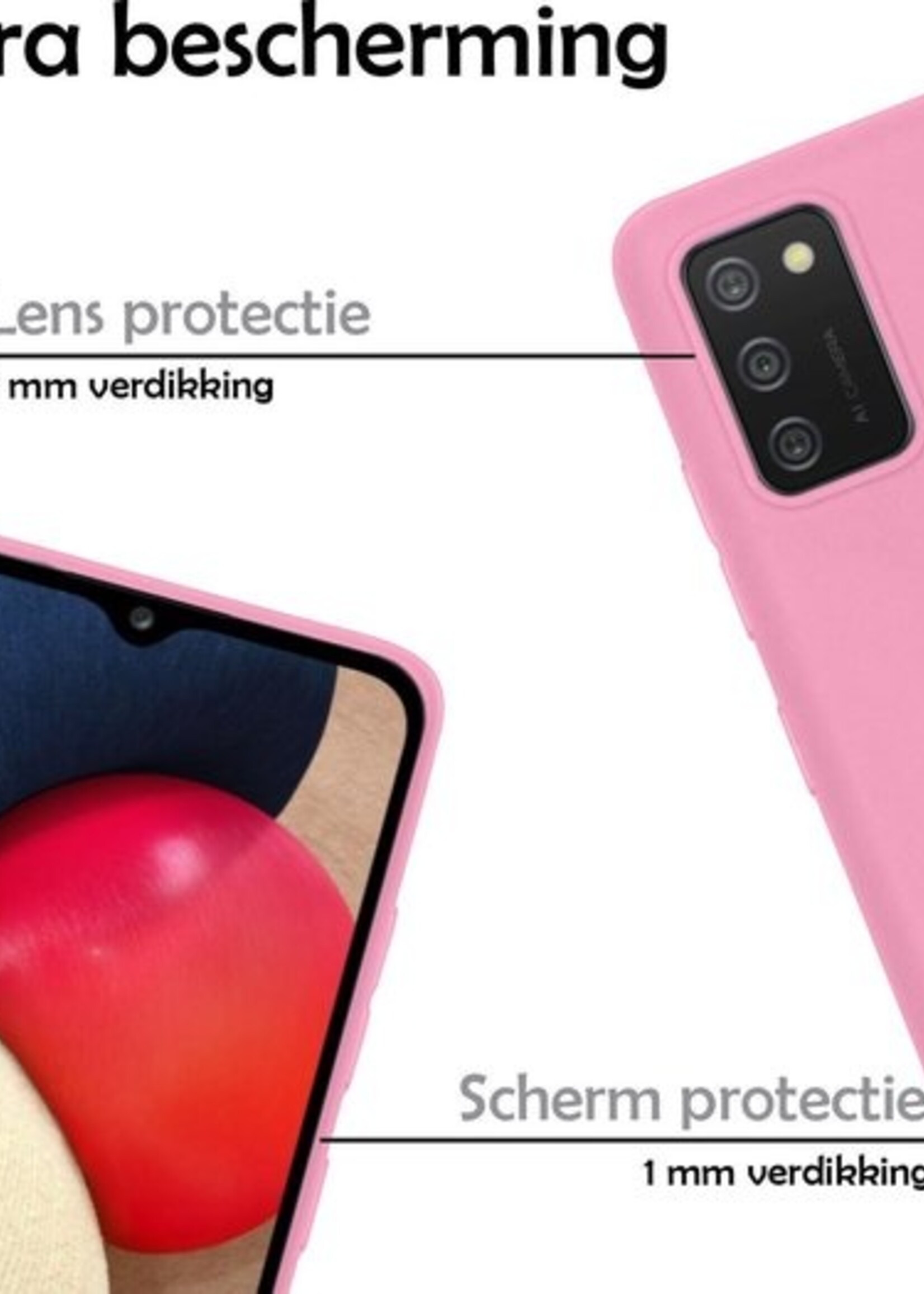 LUQ Hoesje Geschikt voor Samsung A02s Hoesje Siliconen Case - Hoes Geschikt voor Samsung Galaxy A02s Hoes Siliconen - Roze
