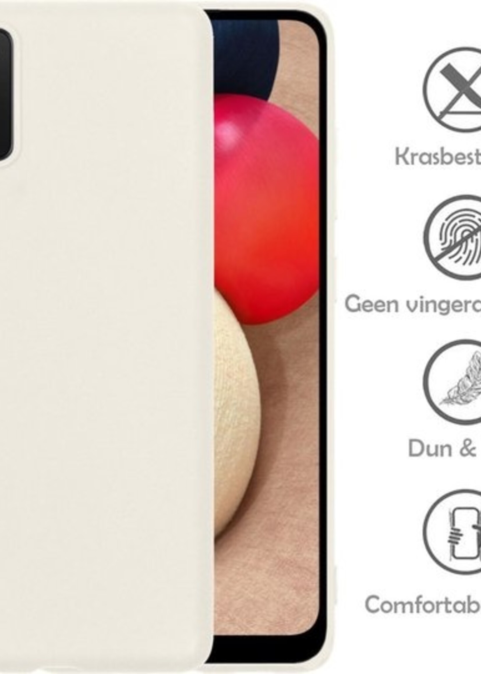 LUQ Hoesje Geschikt voor Samsung A02s Hoesje Siliconen Case - Hoes Geschikt voor Samsung Galaxy A02s Hoes Siliconen - Wit - 2 Stuks