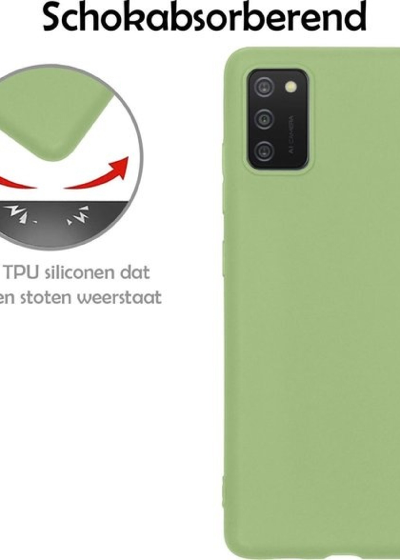 LUQ Hoesje Geschikt voor Samsung A02s Hoesje Siliconen Case - Hoes Geschikt voor Samsung Galaxy A02s Hoes Siliconen - Groen - 2 Stuks