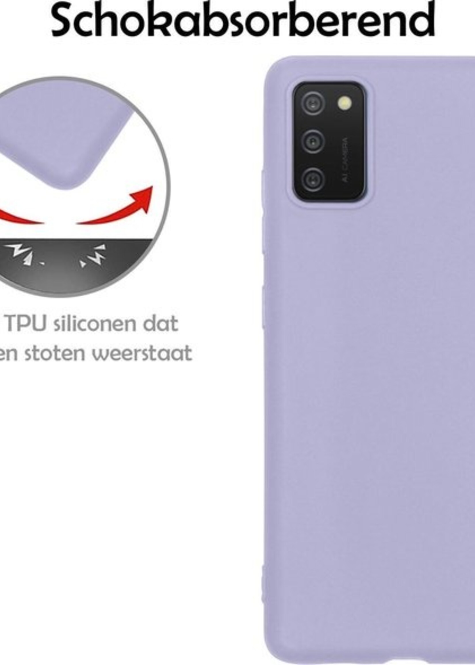 LUQ Hoesje Geschikt voor Samsung A02s Hoesje Siliconen Case - Hoes Geschikt voor Samsung Galaxy A02s Hoes Siliconen - Lila - 2 Stuks