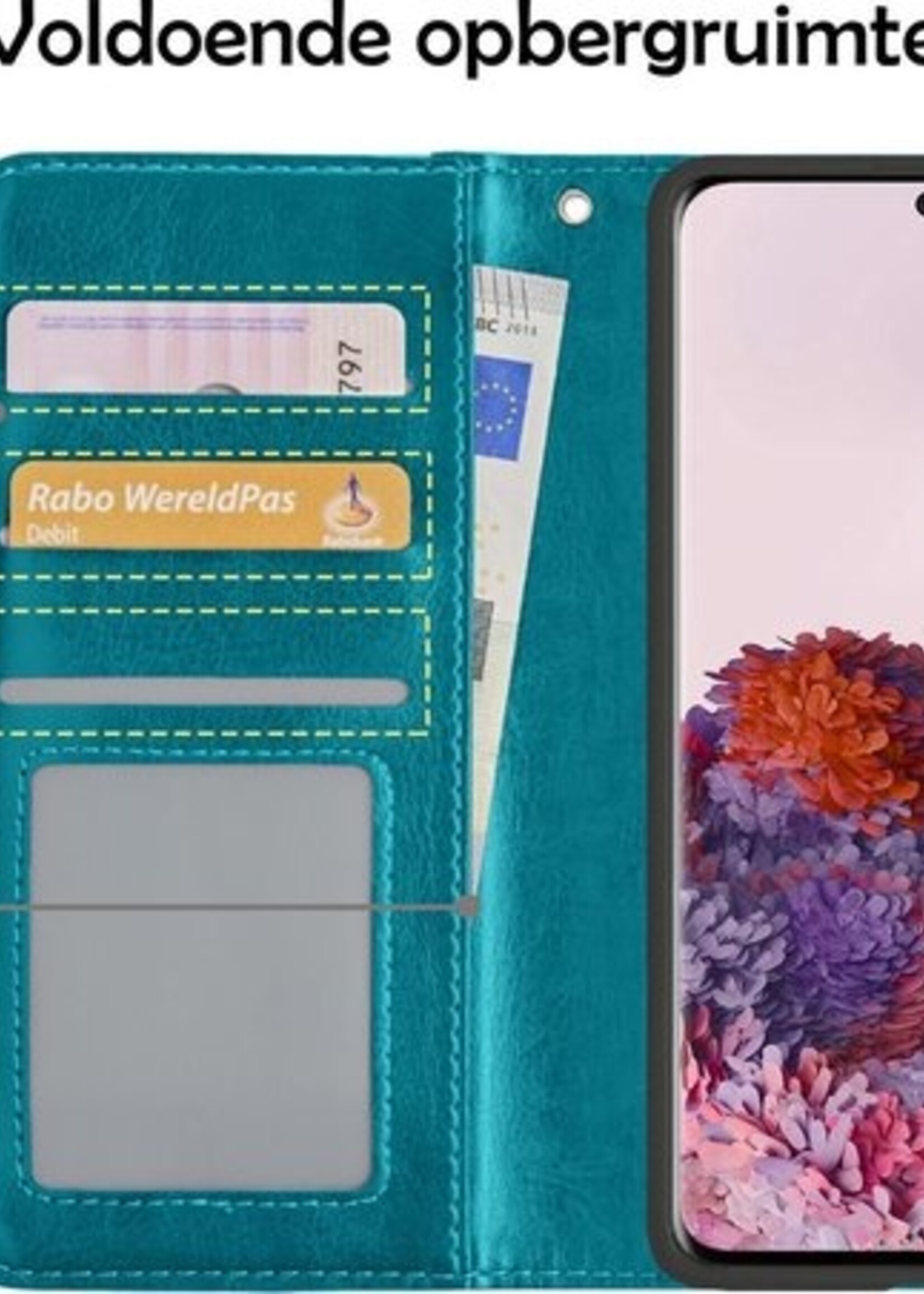 LUQ Hoesje Geschikt voor Samsung S20 Hoesje Book Case Hoes Wallet Cover - Hoes Geschikt voor Samsung Galaxy S20 Hoesje Bookcase Hoes - Turquoise