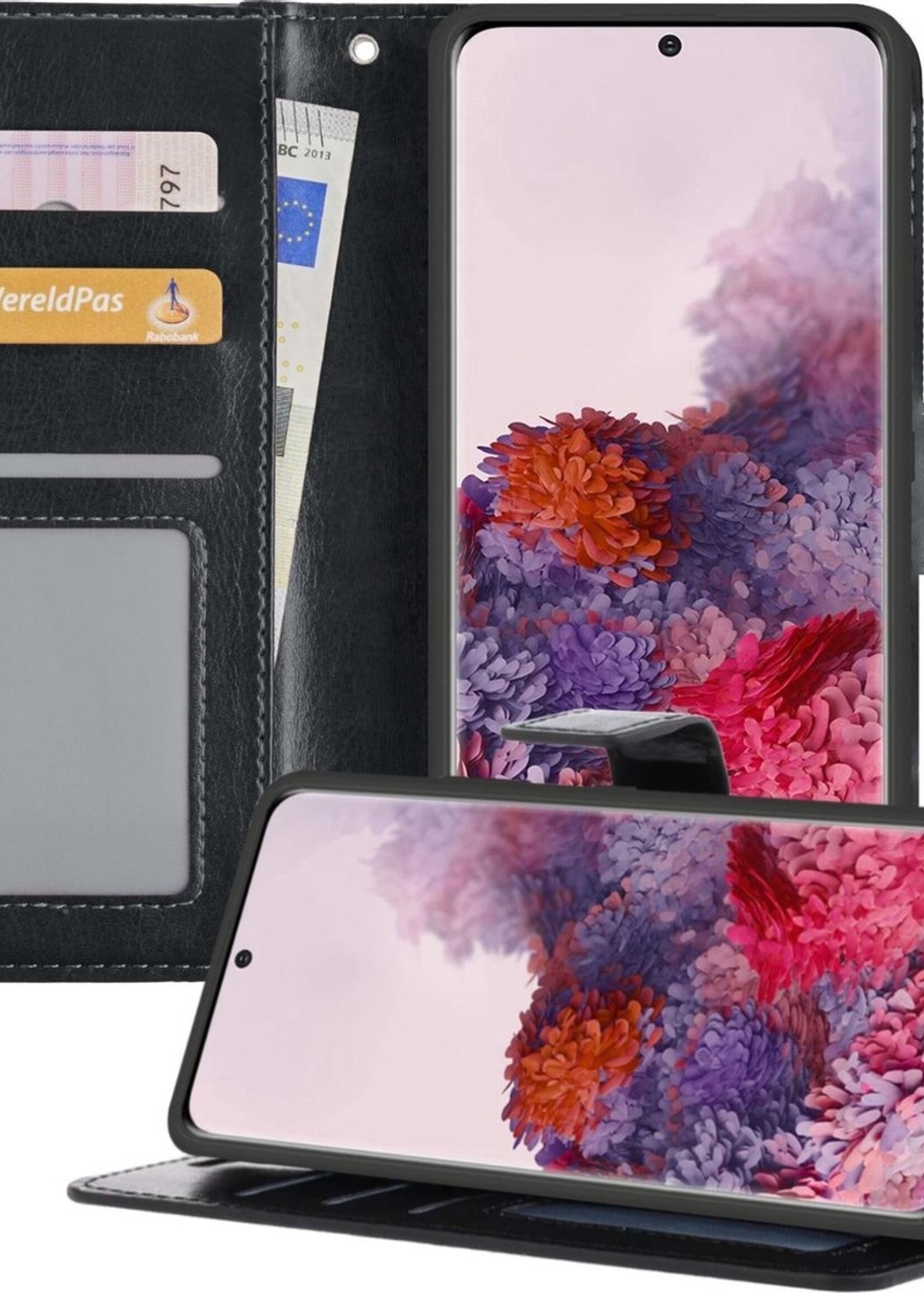 LUQ Hoesje Geschikt voor Samsung S20 Plus Hoesje Book Case Hoes Wallet Cover - Hoes Geschikt voor Samsung Galaxy S20 Plus Hoesje Bookcase Hoes - Zwart
